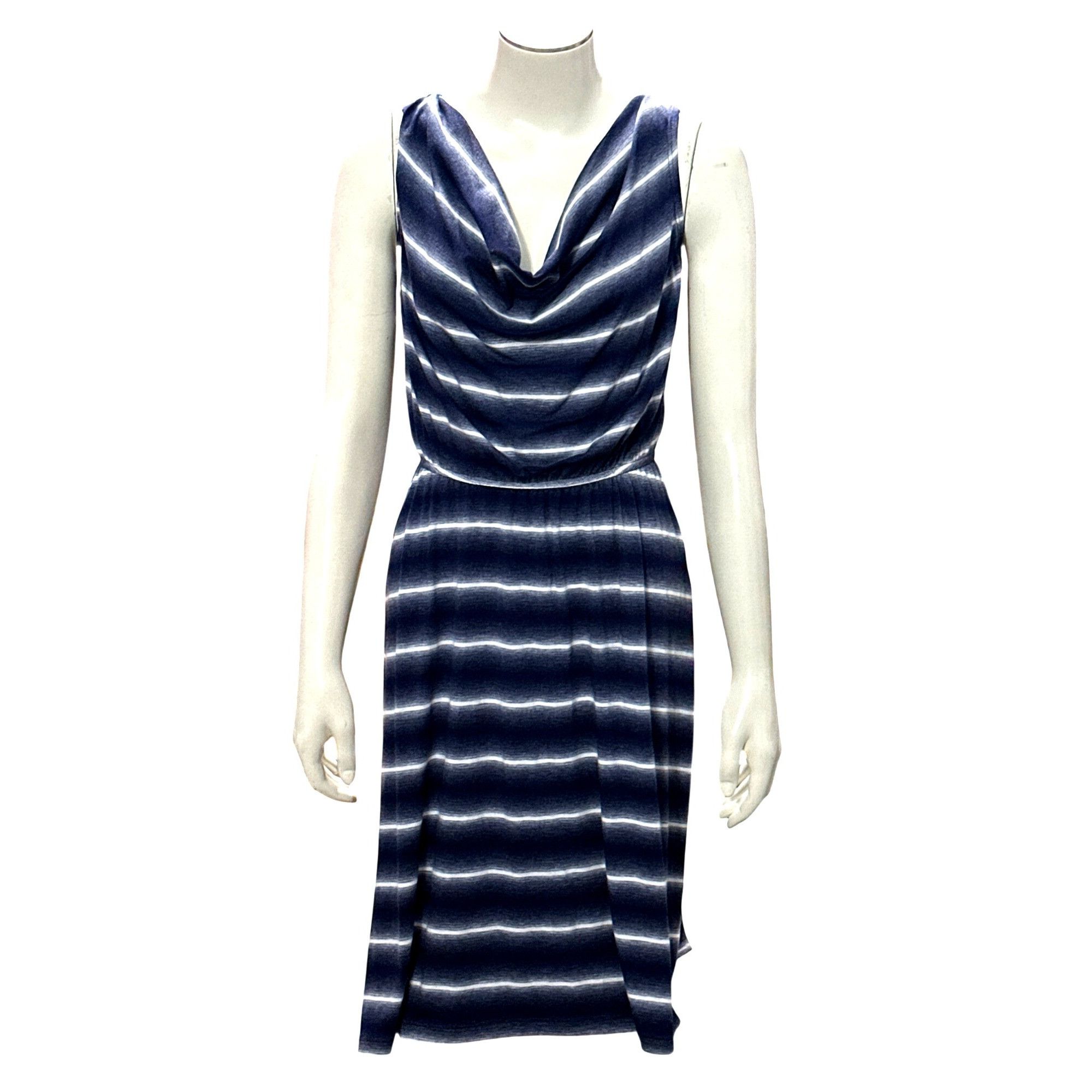Other AB Studio XS Navy Striped Sleeveless Cowl Neck Dress Nautica Size XS / US 0-2 / IT 36-38 - 2 Thumbnail