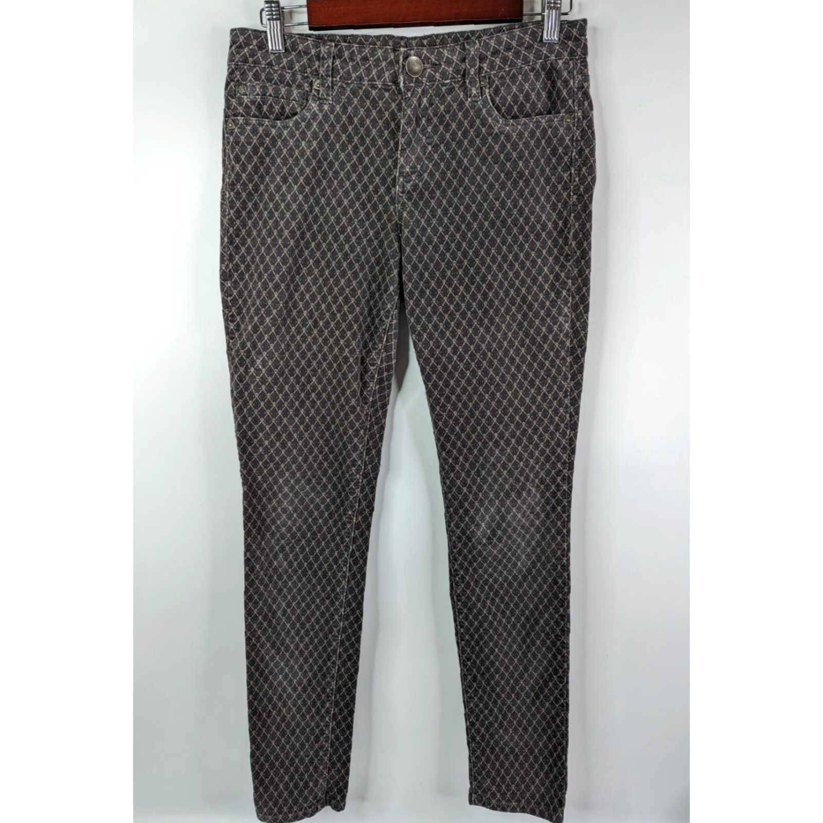 Vintage KUT from the Kloth Mia Skinny Jeans Womens Size 6 Blue Brown Damask Pattern Denim Slim Fit 5-Pocket Knit Stretch Classic Modern Size 28" / US 6 / IT 42 - 2 Thumbnail