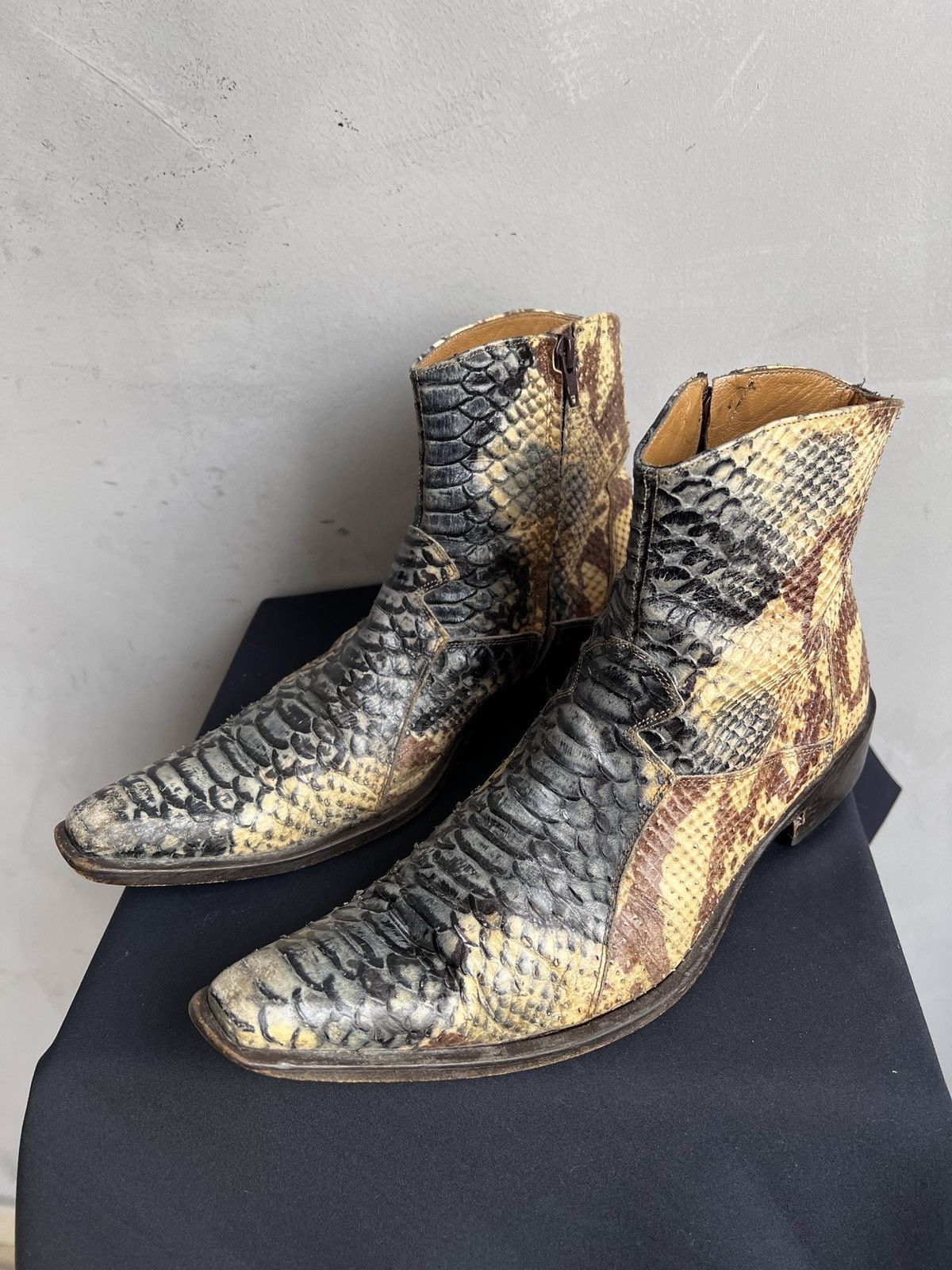 Hedi Slimane Python snake leather western boots hedi slimane style 90s Size US 8 / EU 41 - 7 Thumbnail