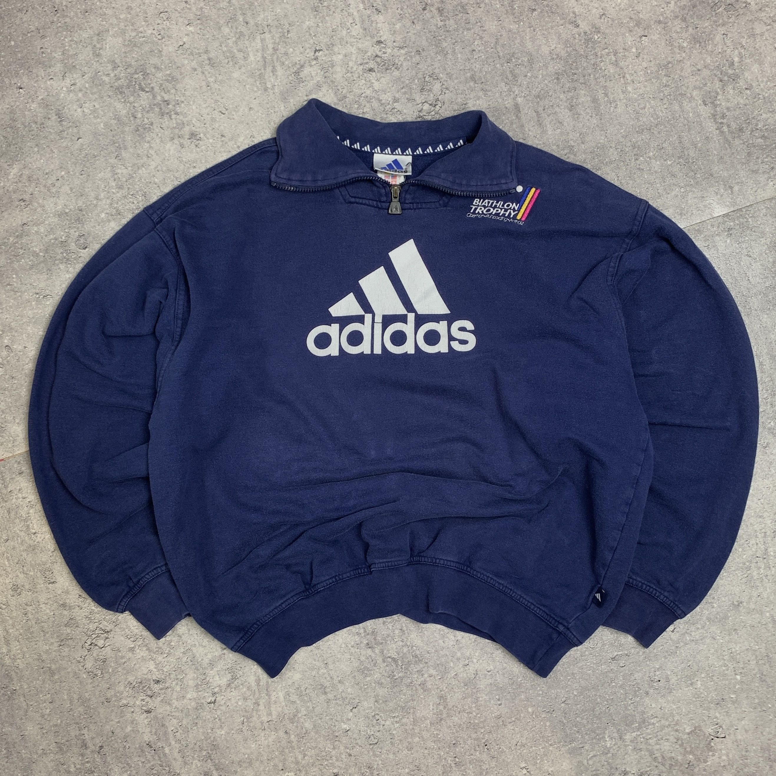Adidas × Vintage Adidas logo vintage boxy navy sweatshirt - M Size US M / EU 48-50 / 2 - 1 Thumbnail