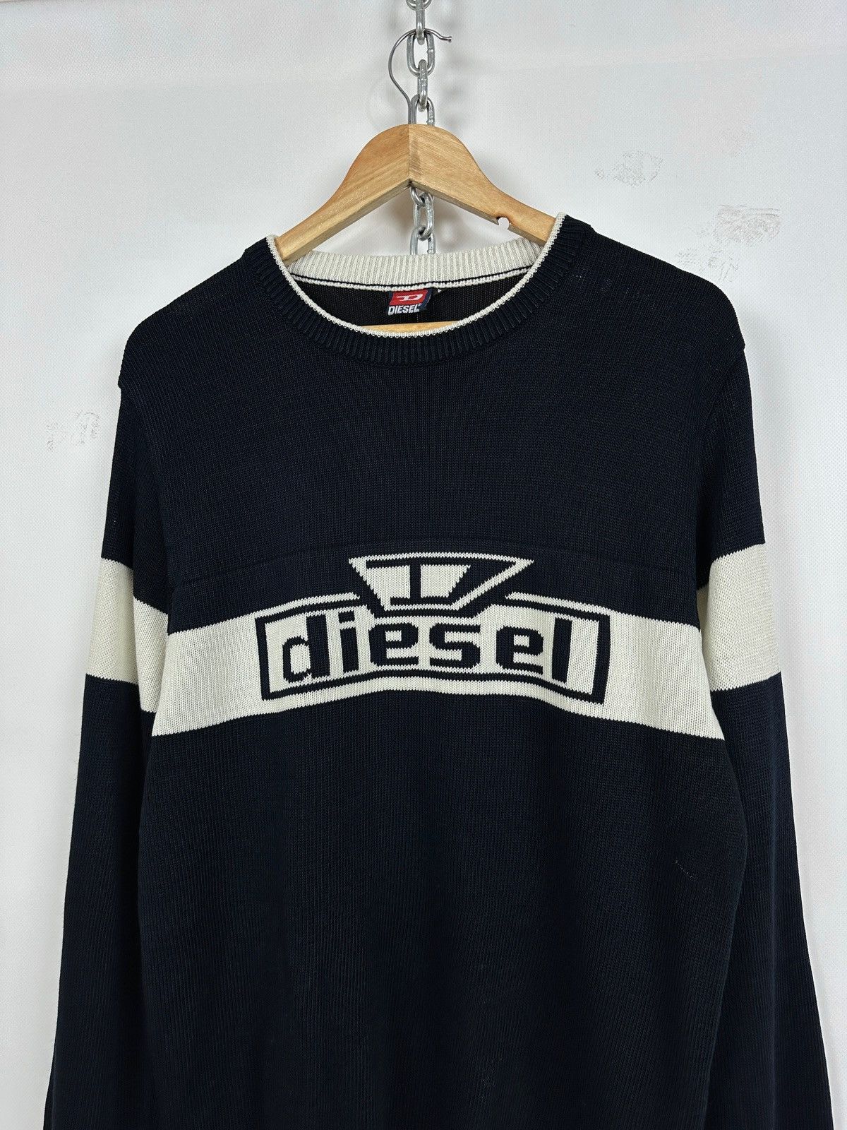 Diesel Vintage Diesel Y2K Big Logo Navy Blue Knit Sweater Size US L / EU 52-54 / 3 - 2 Thumbnail