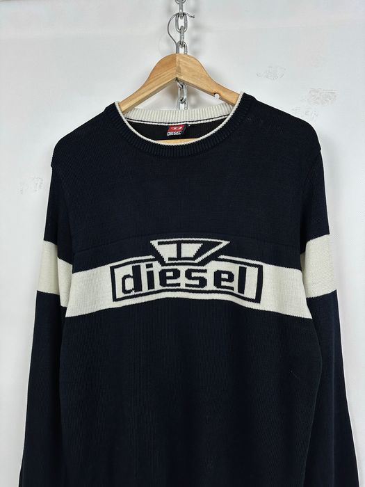 Diesel Vintage Diesel Y2K Big Logo Navy Blue Knit Sweater | Grailed