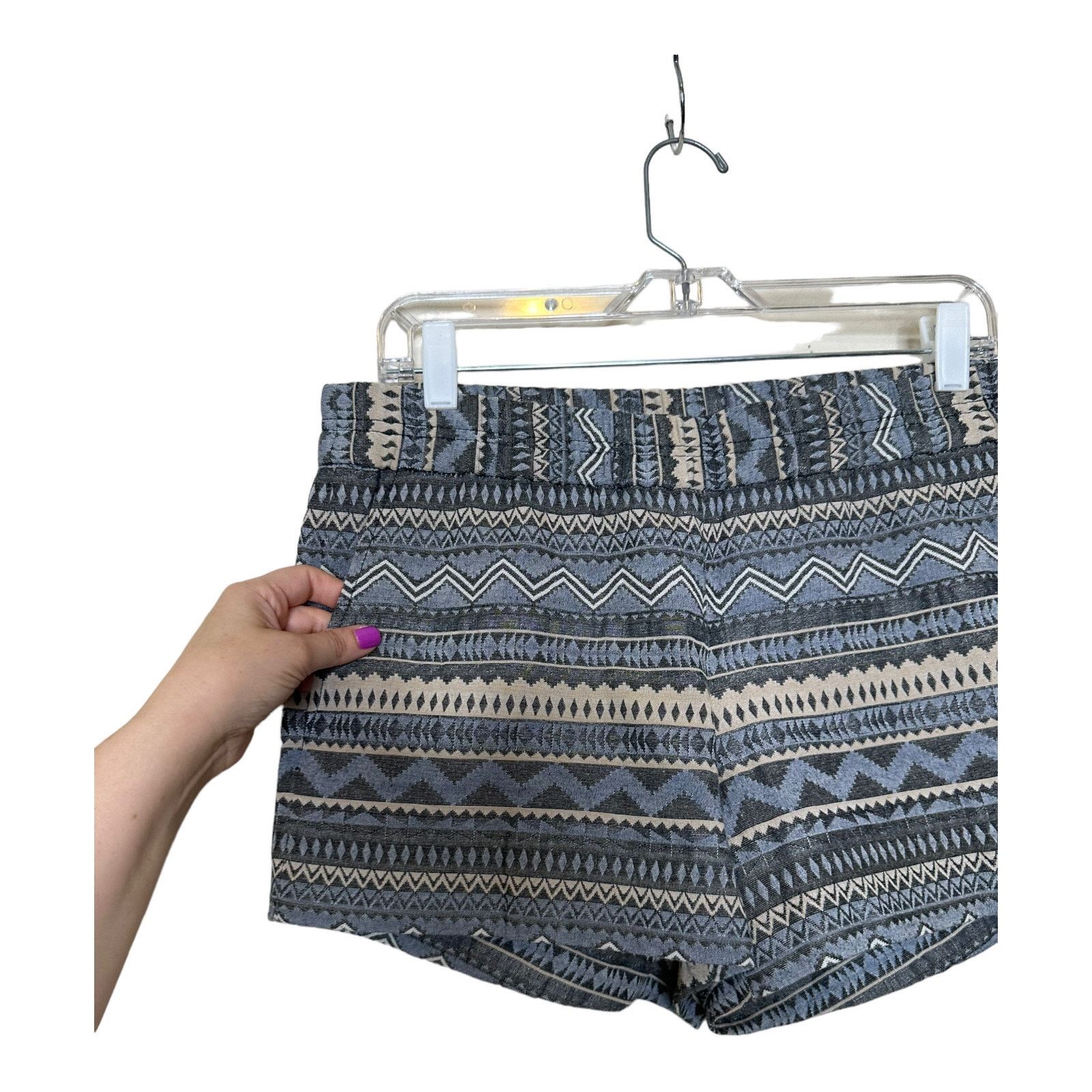 J.Crew J.CREW Blue-Gray Tribal Print Pockets Pull On Shorts size 8 Size 30" / US 8 / IT 44 - 9 Thumbnail
