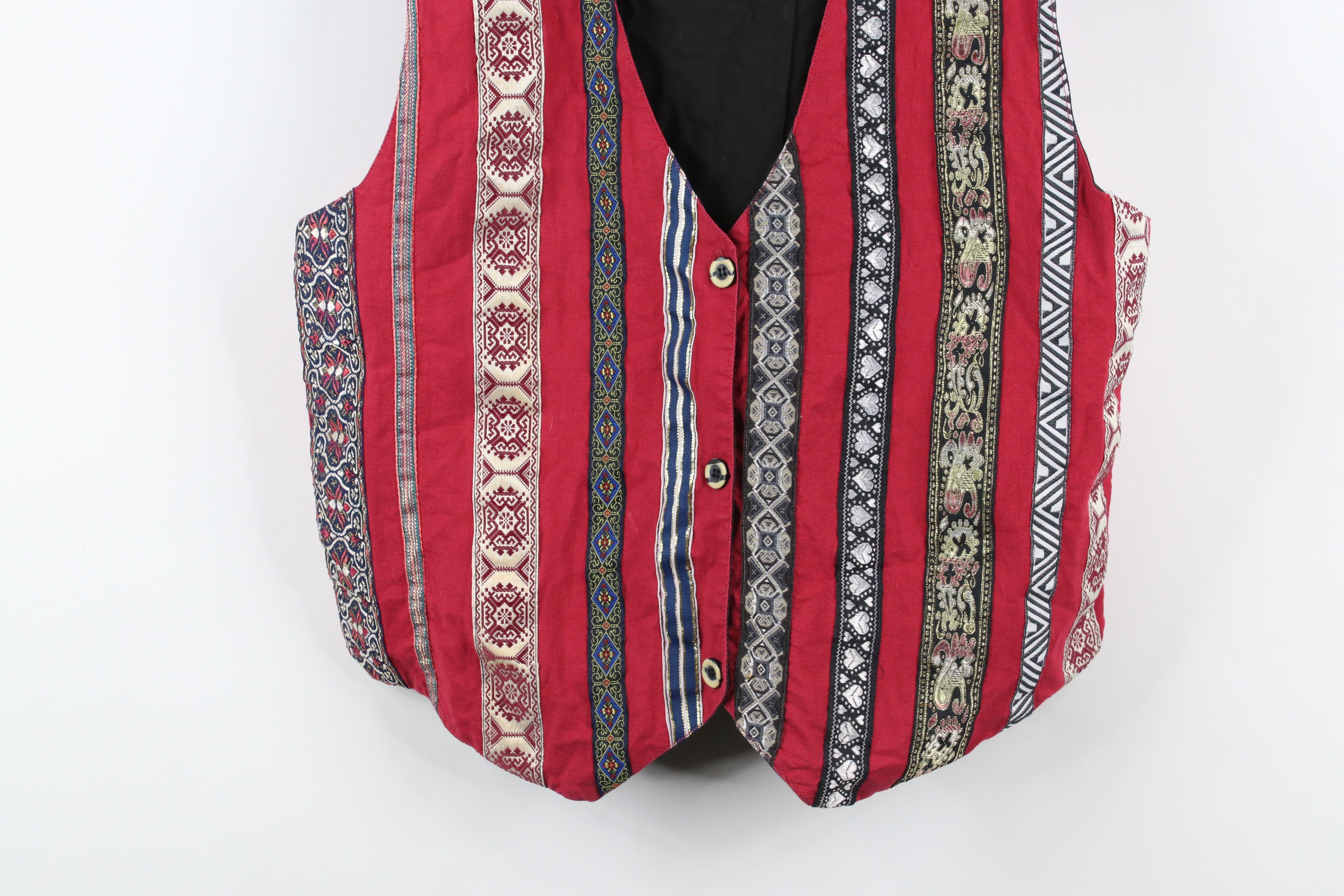 Vintage Vintage 90s Streetwear Geometric Tapestry Vest Jacket Size L / US 10 / IT 46 - 3 Thumbnail