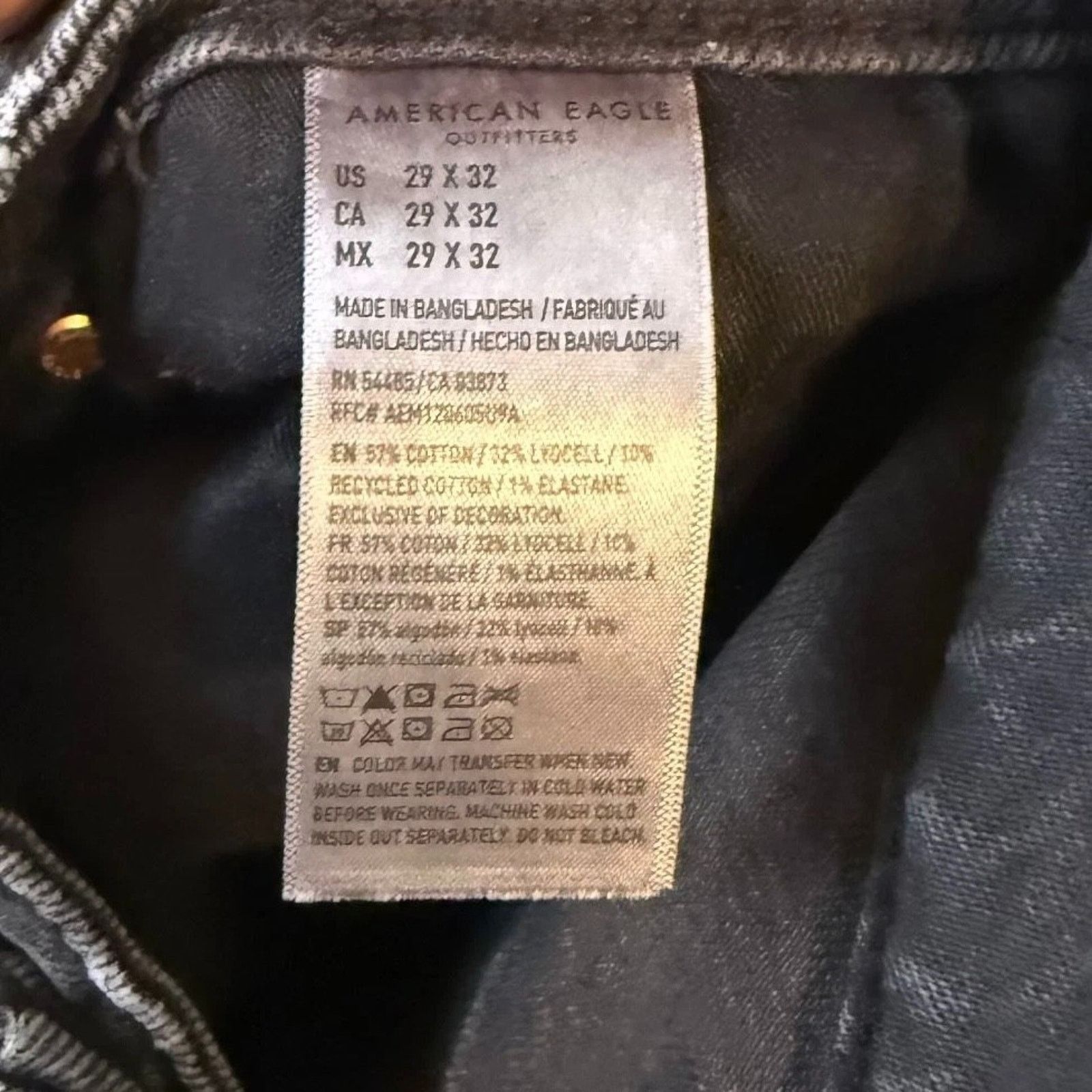 American Eagle Outfitters American Eagle Men Jeans Black Denim Stretch EasyFlex 29x32 Size US 29 - 4 Thumbnail