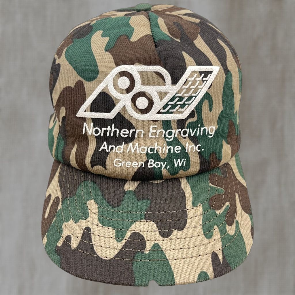 Vintage VINTAGE Camo Trucker Hat Cap SnapBack Made In USA 80s 90s Northern Engraving Size ONE SIZE - 1 Thumbnail
