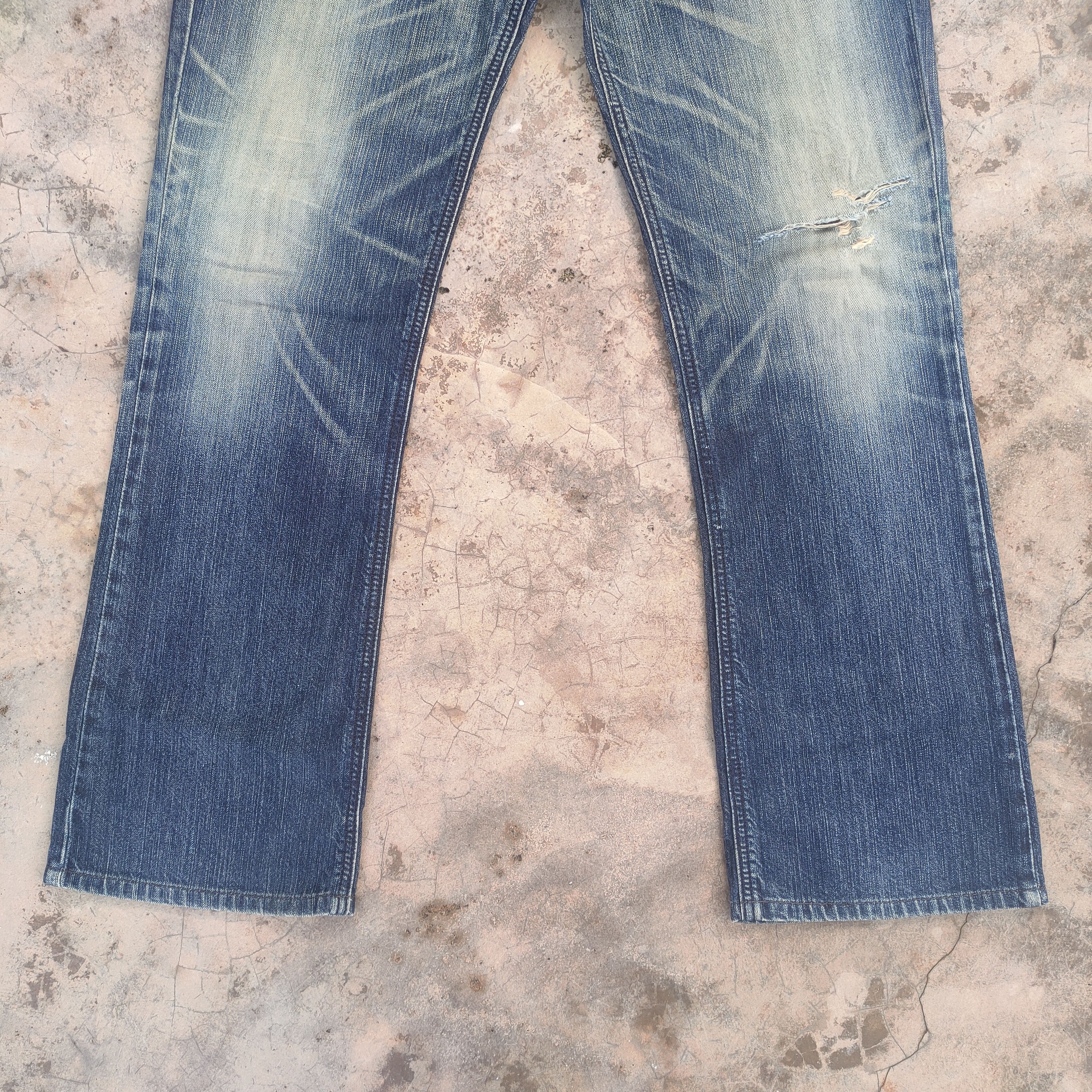 Edwin × Jean × Vintage VINTAGE EDWIN FLARE RIPPED FADED JEANS DENIM PANTS Size US 34 / EU 50 - 4 Thumbnail