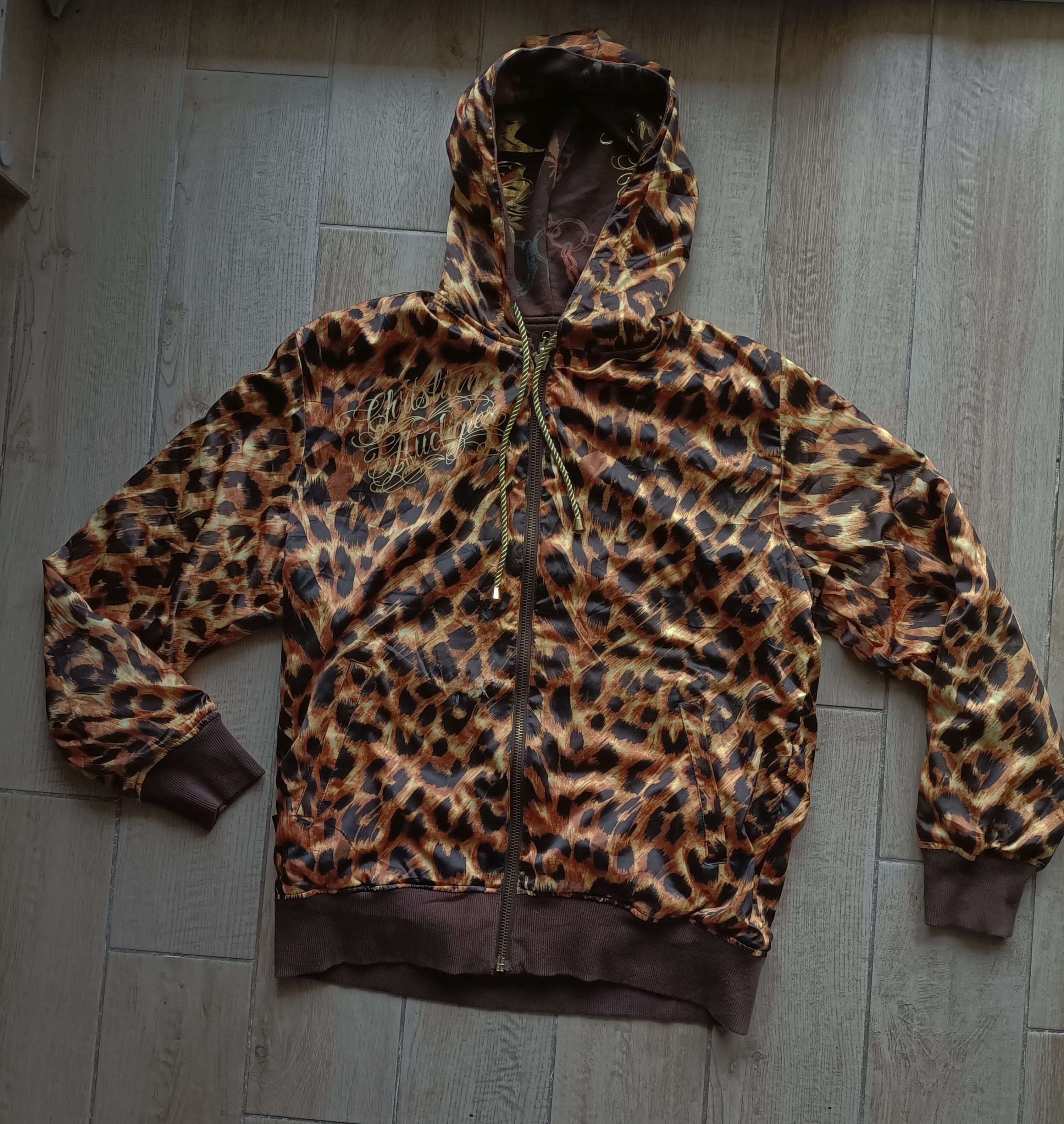 Ed Hardy 2000 Brown and Gold reverseble hoodie zip mcblinge Size US L / EU 52-54 / 3 - 9 Thumbnail