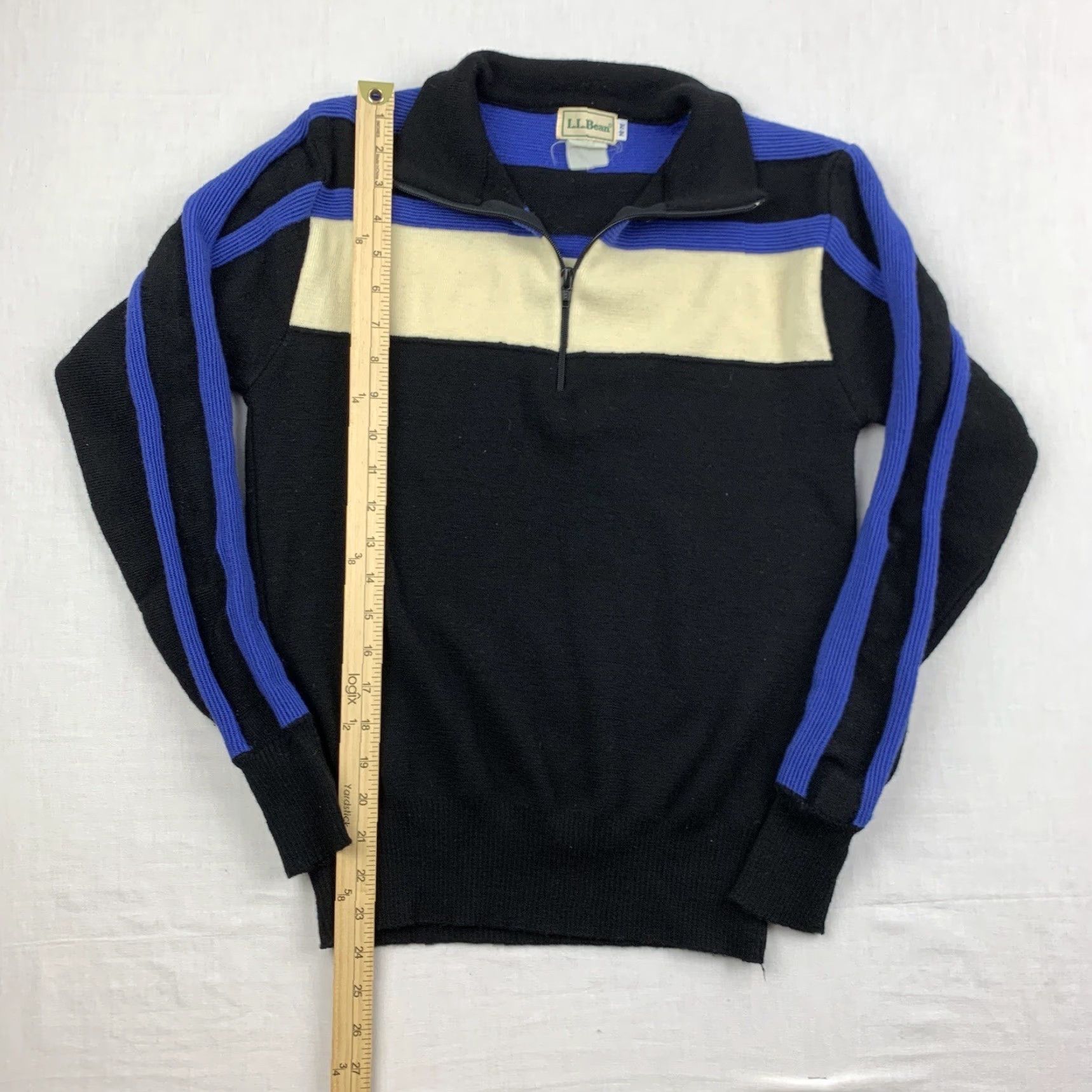 Vintage Vintage L.L. Bean Sweater Adult Medium Black Collar Quarter Zip Ski Snow 90s USA Size US M / EU 48-50 / 2 - 5 Thumbnail