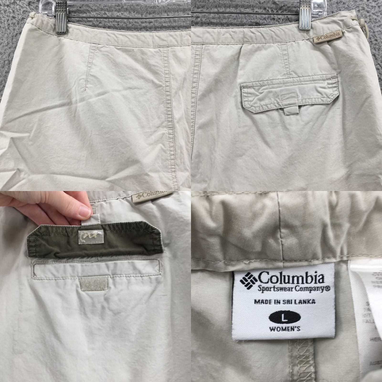 Vintage Columbia A-Line Short Skort Womens Large Beige Cotton Flat Front Zip Fly Casual Size 36" / US 14 / IT 50 - 9 Thumbnail
