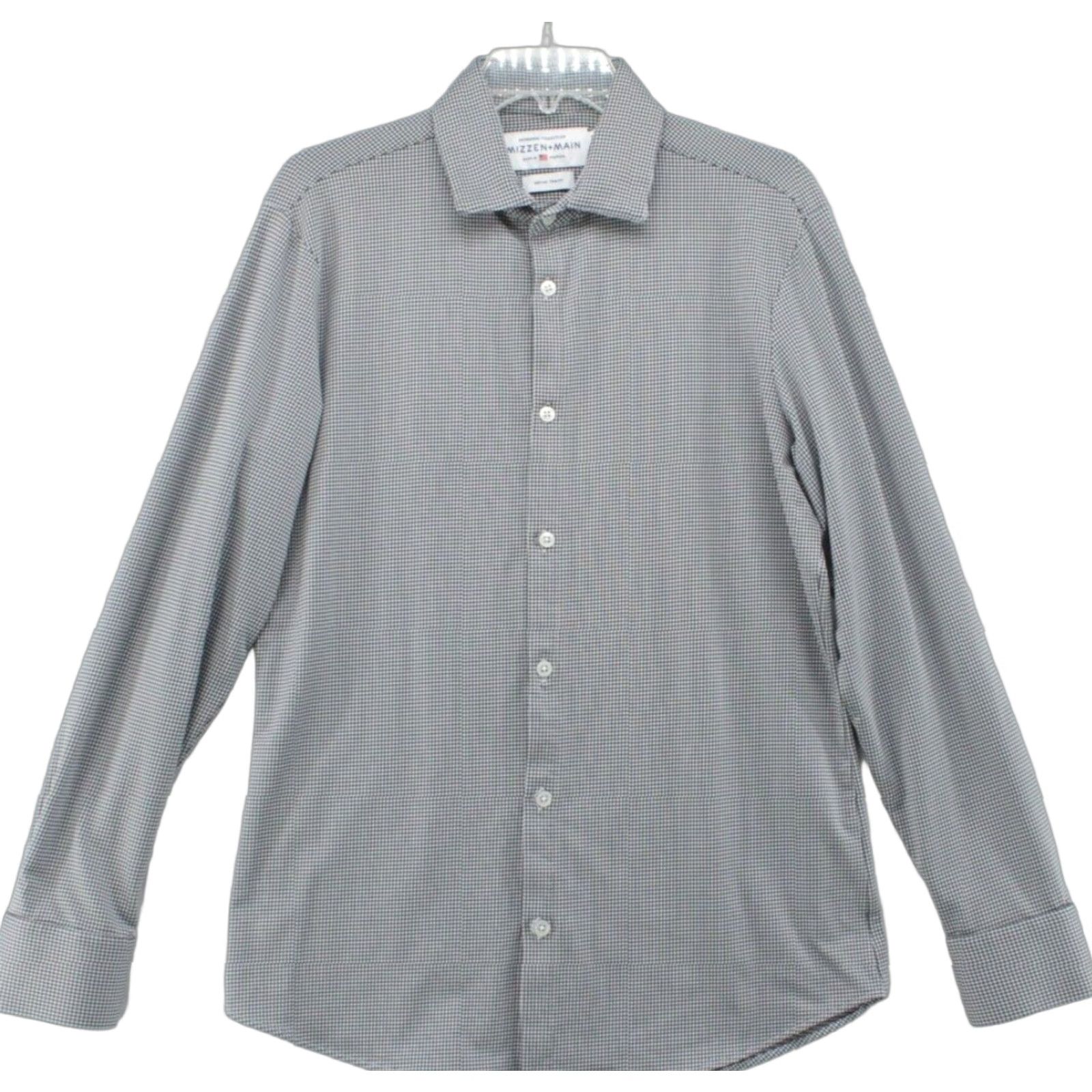 Mizzen+Main Mizzen+Main Spinnaker Shirt Mens M Black Gingham Check Trim Fit Performance Shirt Size US M / EU 48-50 / 2 - 1 Thumbnail