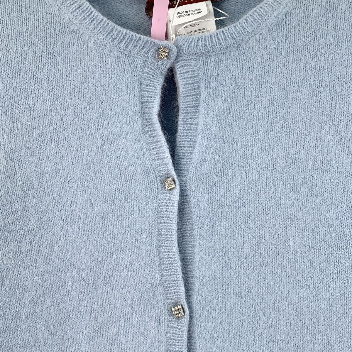 Max Mara Maxmara Blue Rabbit Fur Long-sleeve Knit Cardigan Coat K26WX Size S / US 4 / IT 40 - 4 Thumbnail