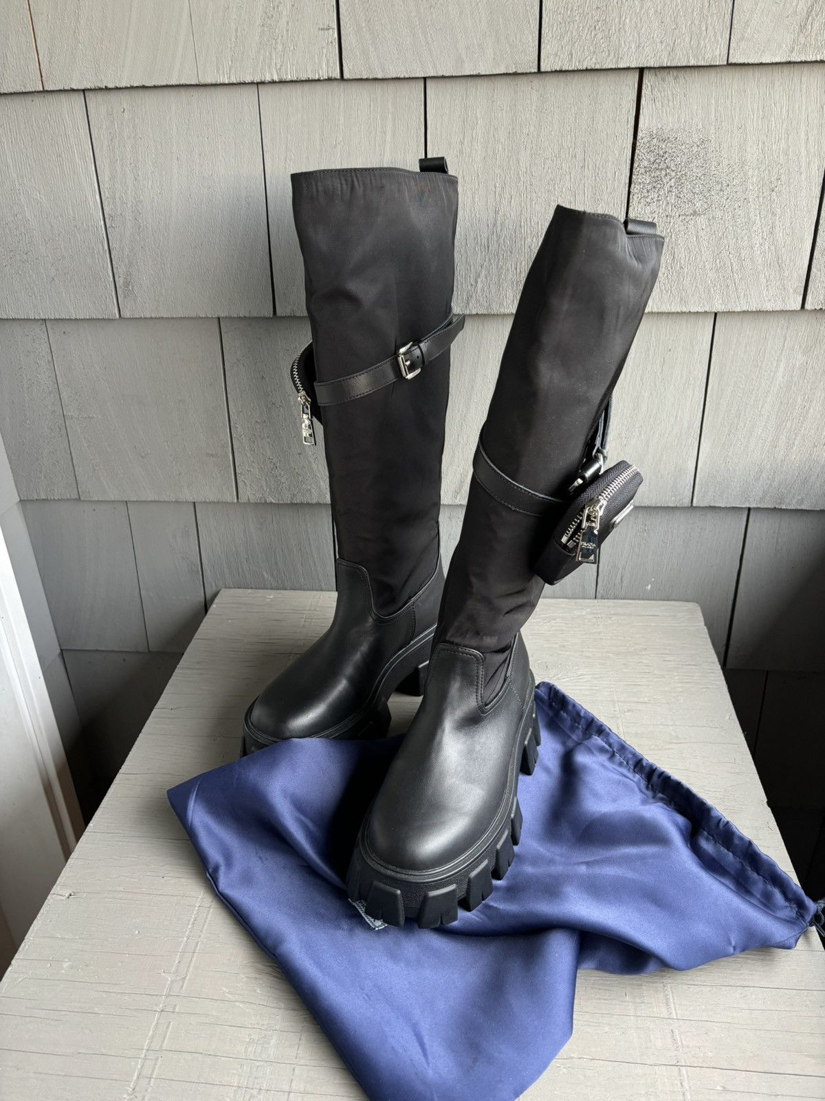 Japanese Brand × Other Tall Combat Boots Prada Monolith Style Military Cargo Leathe Size US 5 / IT 35 - 2 Thumbnail