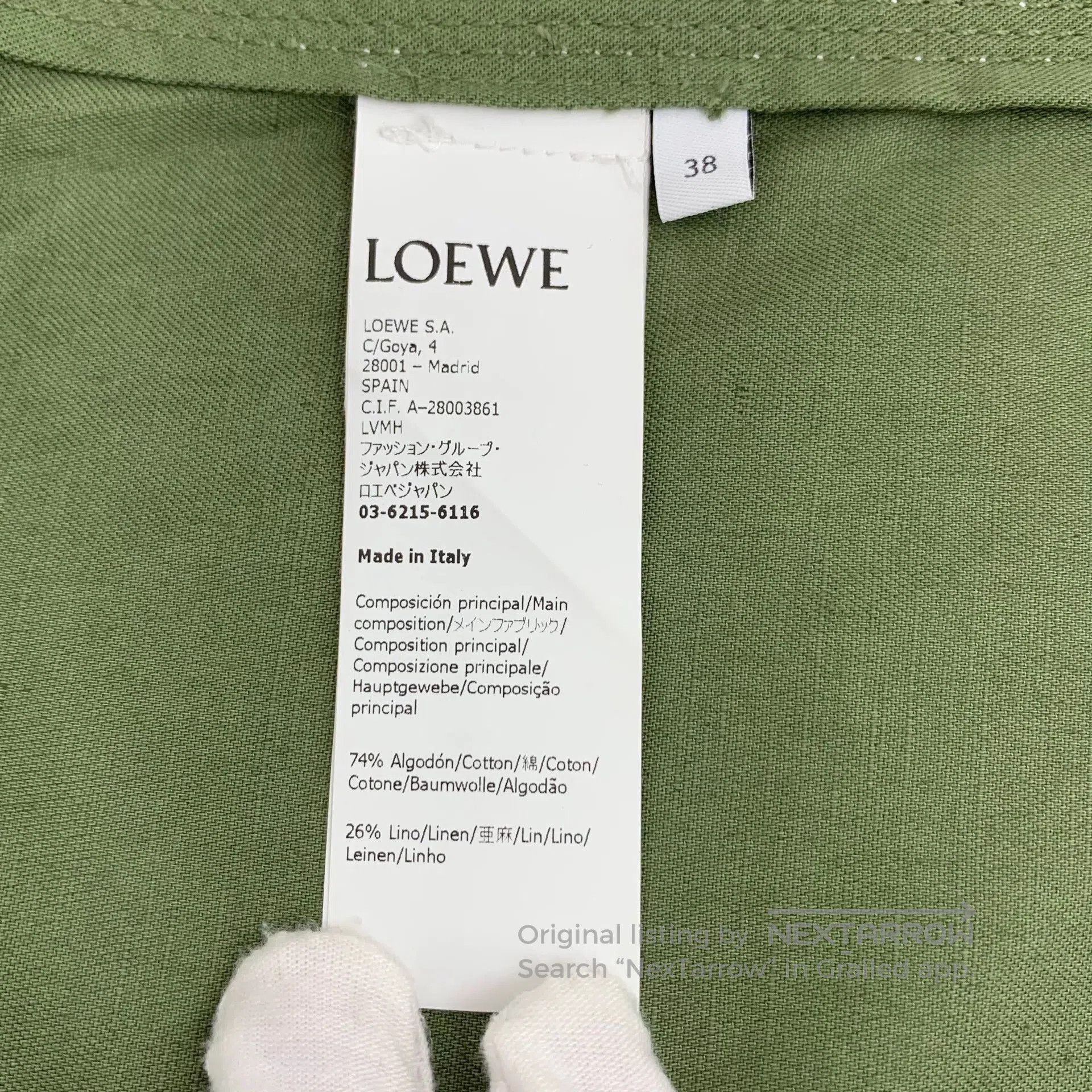 Loewe Loewe Green Logo Cotton Long Sleeve Jacket. Size US S / EU 44-46 / 1 - 7 Thumbnail