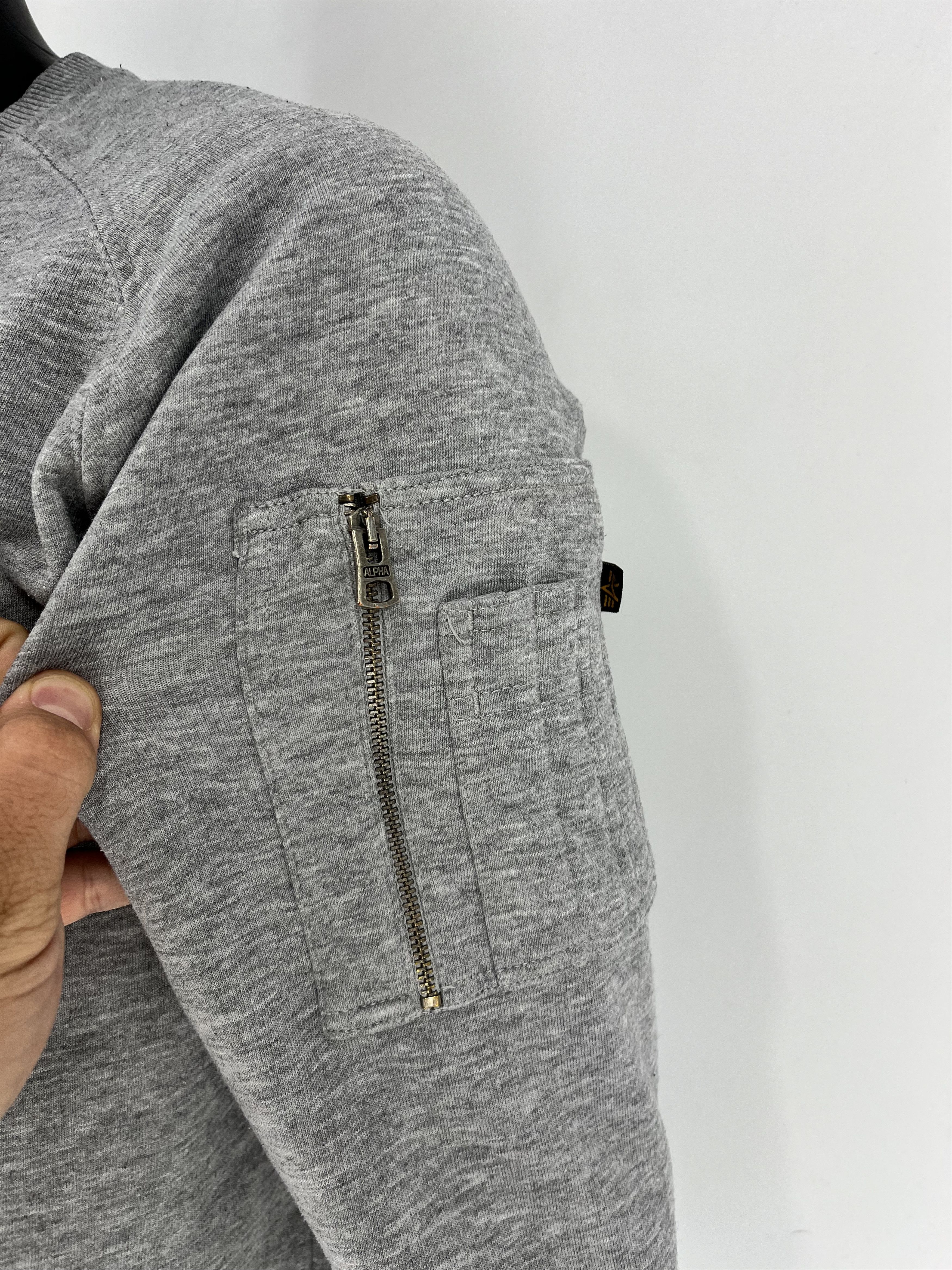 Alpha Industries × Vintage Alpha Industries Grey Sweatshirt With Tape Size M Size US M / EU 48-50 / 2 - 8 Thumbnail