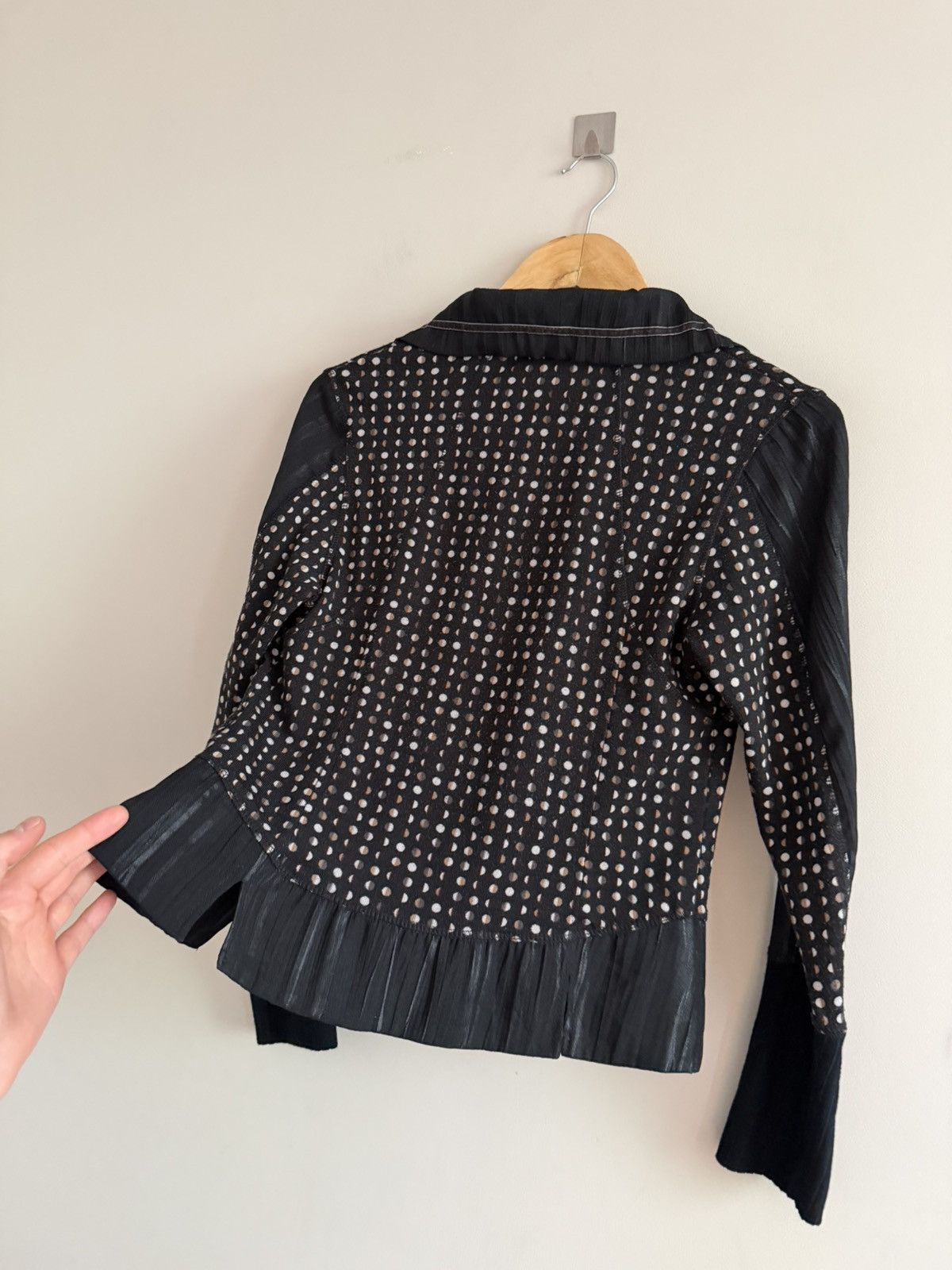 Vintage Vintage Lightweight Polka Dot Jacket Black Ruffle Size S / US 4 / IT 40 - 7 Thumbnail
