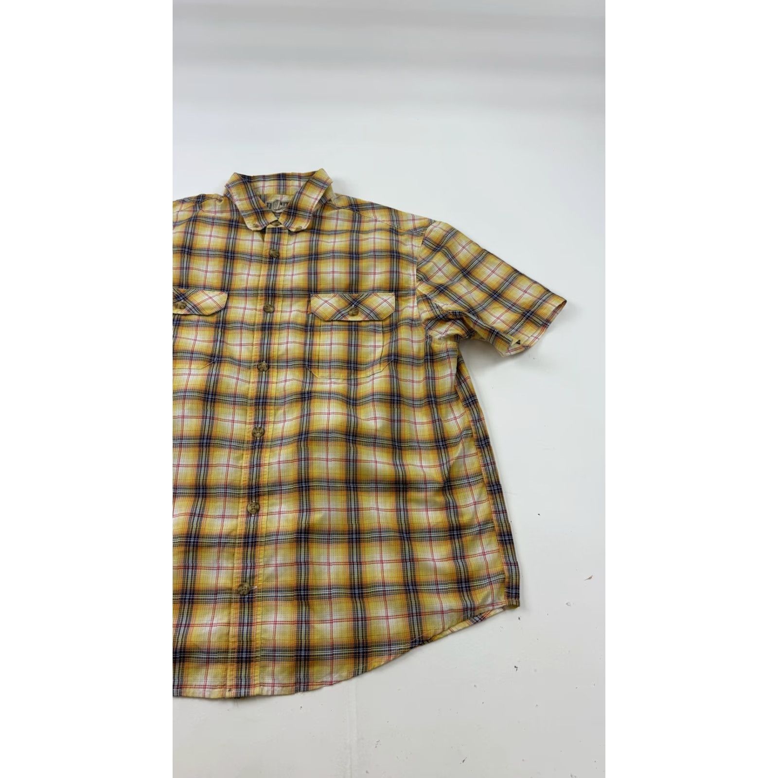 Duluth Trading Company Duluth Trading Co Shirt Mens XL Yellow Plaid Short Sleeve Button Front Casual Size US XL / EU 56 / 4 - 3 Thumbnail