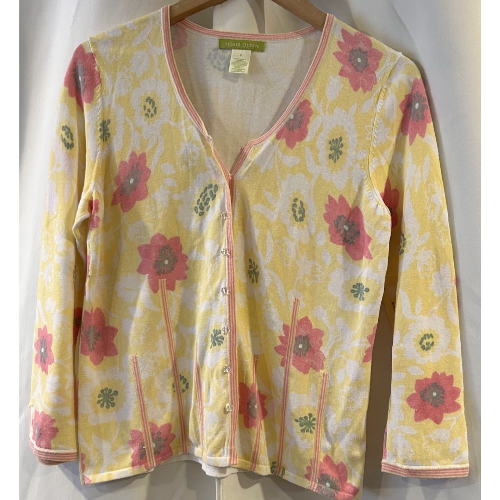 Vintage Sigrid Olsen Floral Crystal-Button Front Cardigan Sweater Women Sz S Spring Summer Fall Winter Cardigan Womens Size S / US 4 / IT 40 - 2 Thumbnail