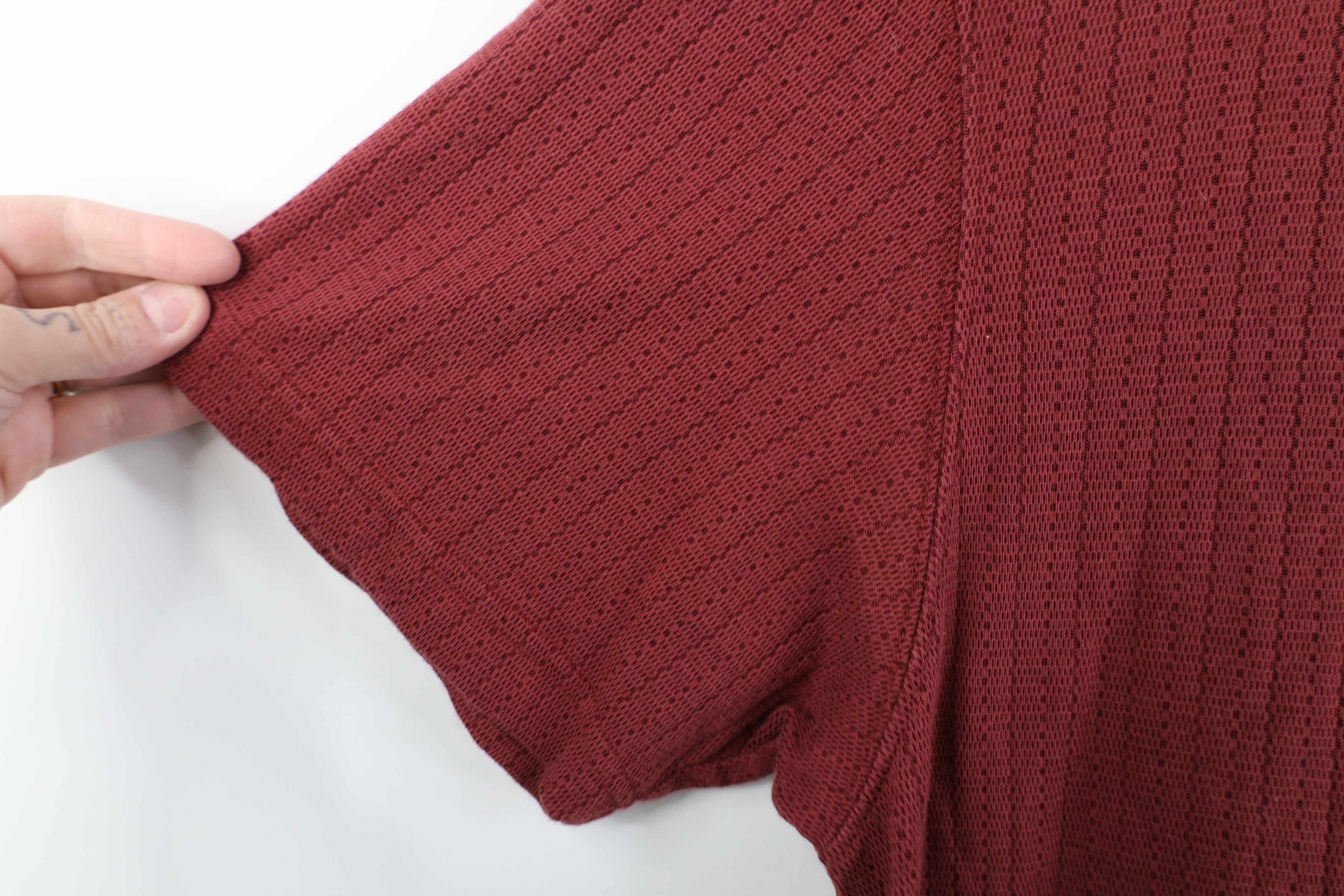 Vintage Vintage 90s Streetwear Gabardine Blend Knit Striped Polo Red Size US XL / EU 56 / 4 - 7 Thumbnail