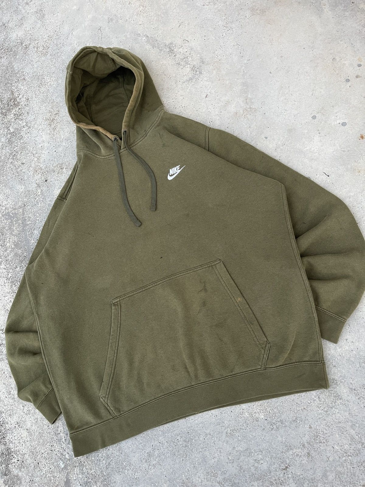 Nike × Vintage Vintage Nike Small Swoosh Faded Green Pullover Hoodie Size US XXL / EU 58 / 5 - 2 Thumbnail