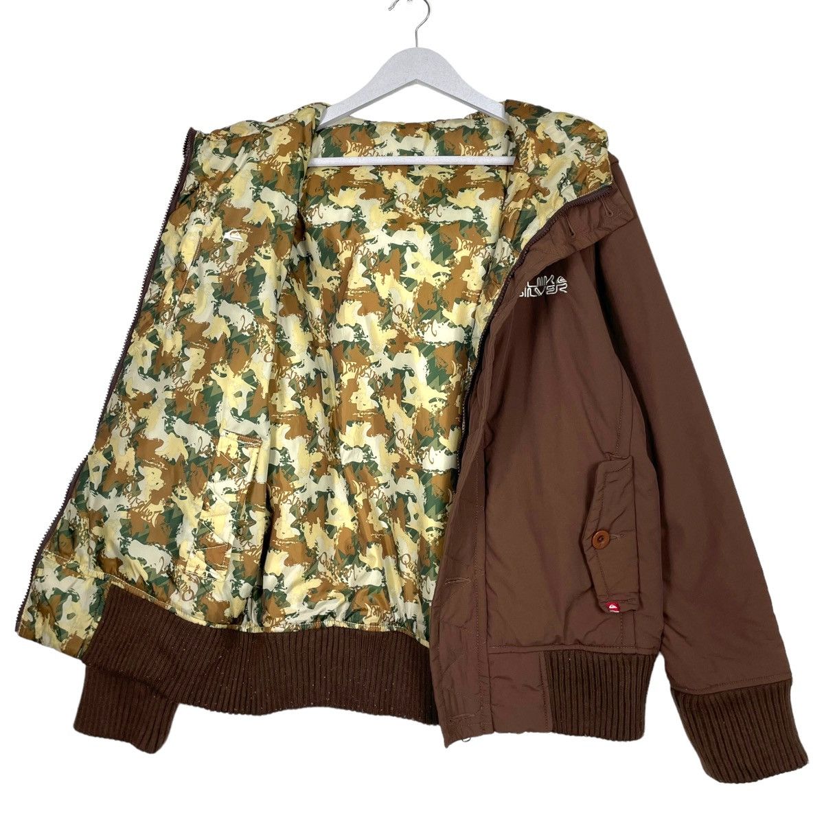 💥QUIKSILVER BOMBER BROWN FUR HOODIE JACKET