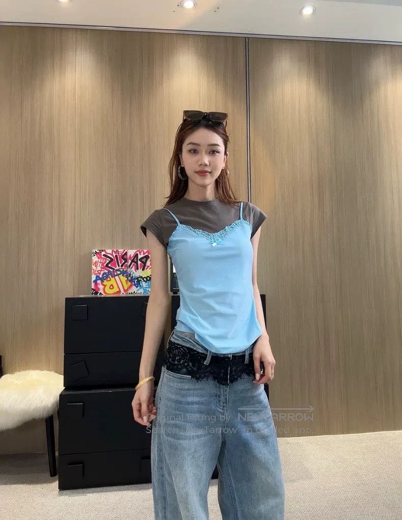 Acne Studios Acne Studios Contrast Lace Bow Two-Piece Short Sleeve, Bro Size XS / US 0-2 / IT 36-38 - 7 Thumbnail
