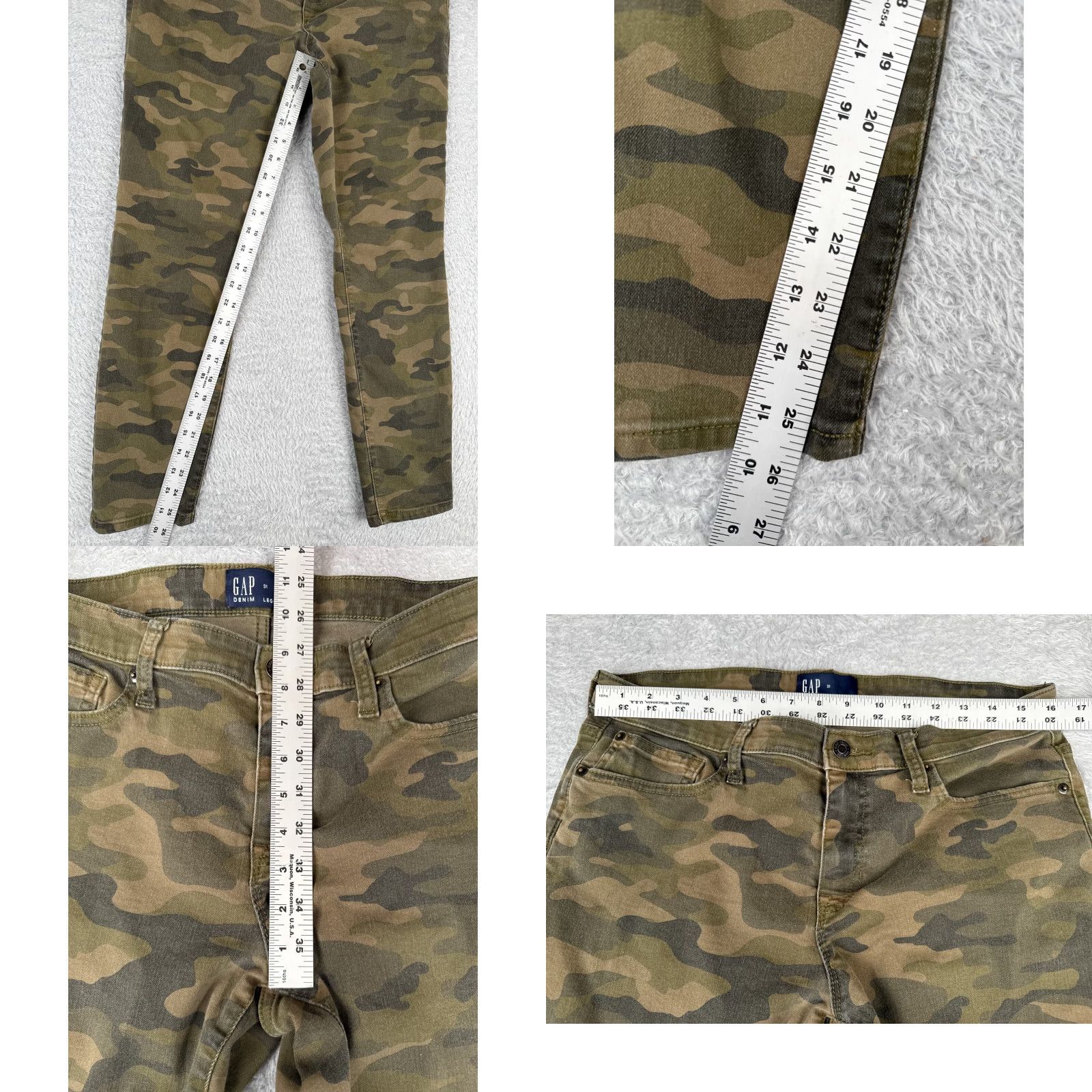 Gap GAP Jeans Womens 31 Green Denim Camo Legging Tapered Mid Rise Cotton Blend 31x26 Jeans Size 24" / US 00 / IT 34 - 8 Thumbnail