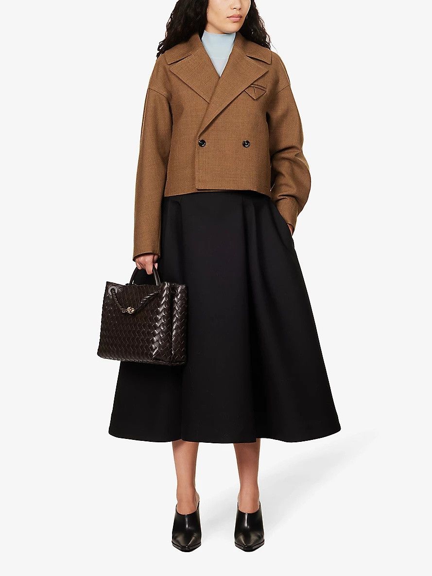 Bottega Veneta o1n1vont0325 Structured Split Wool Blouson Jacket in Brown Size M / US 6-8 / IT 42-44 - 2 Thumbnail