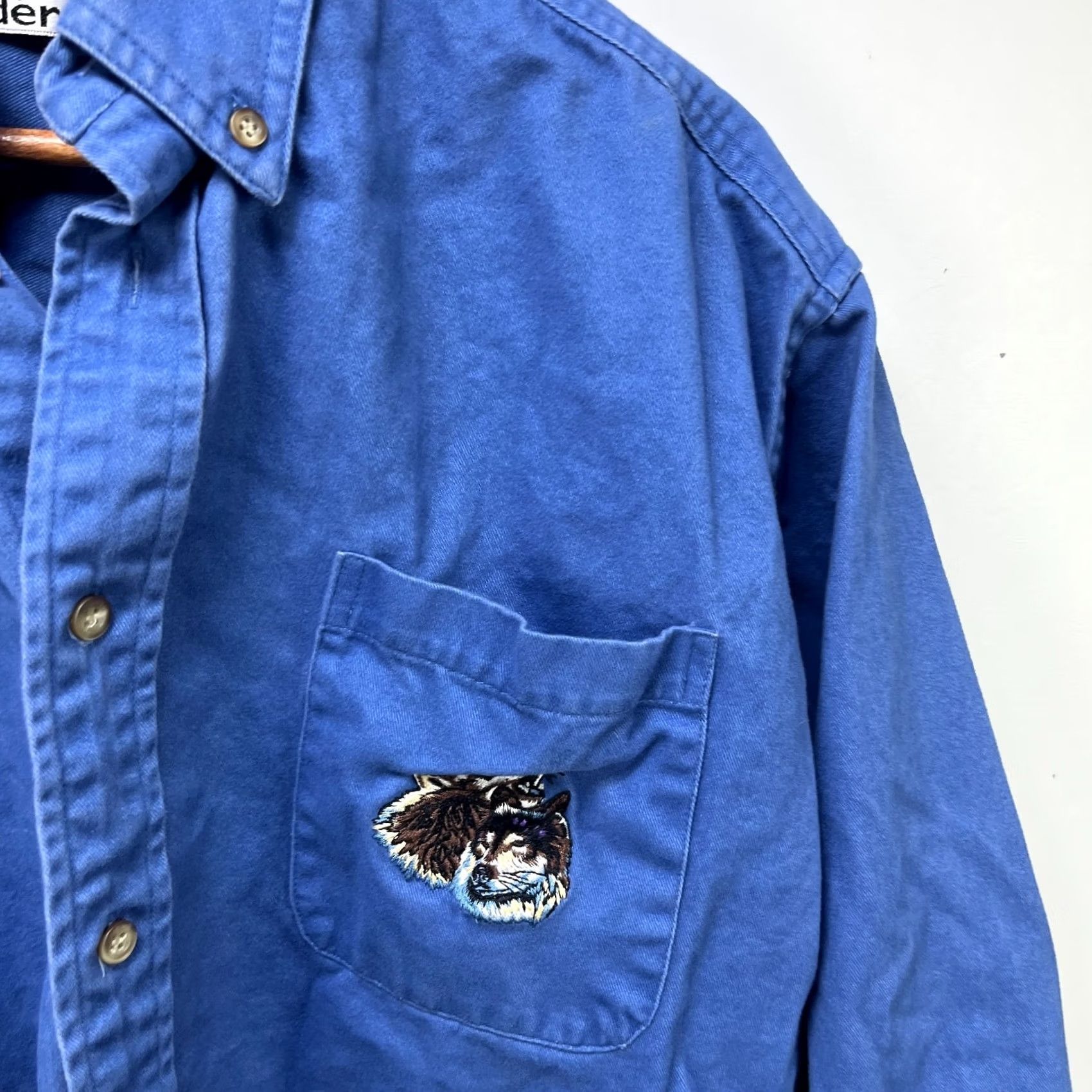 Vintage VINTAGE Wolf Button Up Shirt Medium Mens Blue 90s USA Cotton Short Sleeve Regular Size US M / EU 48-50 / 2 - 5 Thumbnail