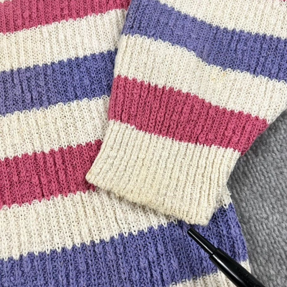 Vintage VINTAGE L.L. BEAN Women's Sweater Pullover Knit 90s Striped Casual Warm Fall Winter Pink Purple White M Size M / US 6-8 / IT 42-44 - 6 Thumbnail