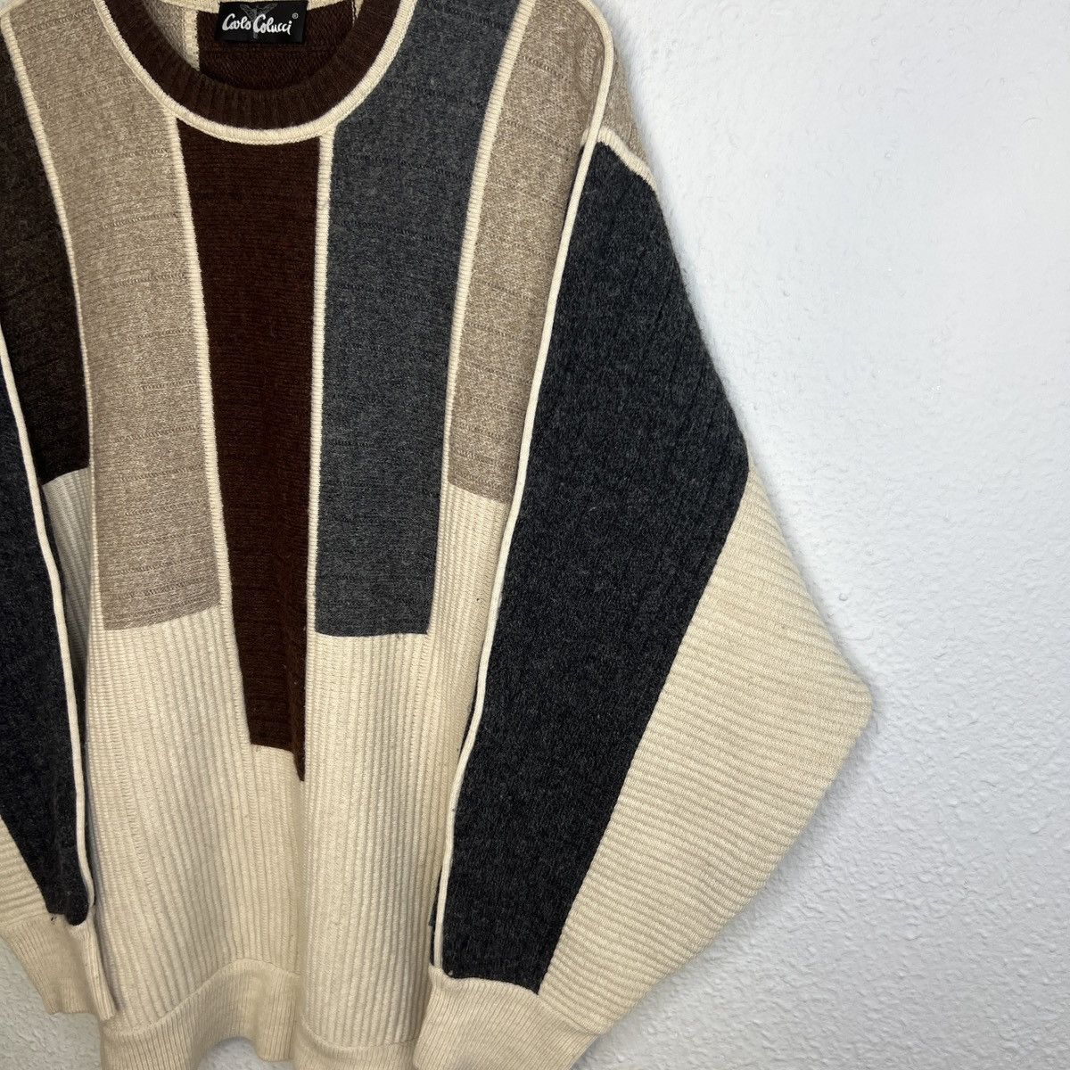 Carlo Colucci Carlo Colucci Coogi Style Jumper Knitwear Sweater Wool Beige Size US XL / EU 56 / 4 - 3 Thumbnail