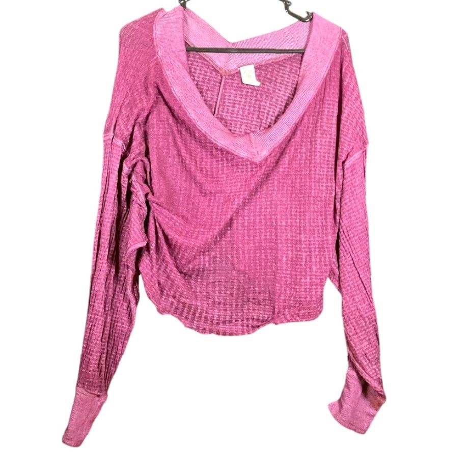 Vintage We The Free Womens Shirt Purple Thermal Waffle Sheer V-Neck Long Sleeve Small Size S / US 4 / IT 40 - 2 Thumbnail