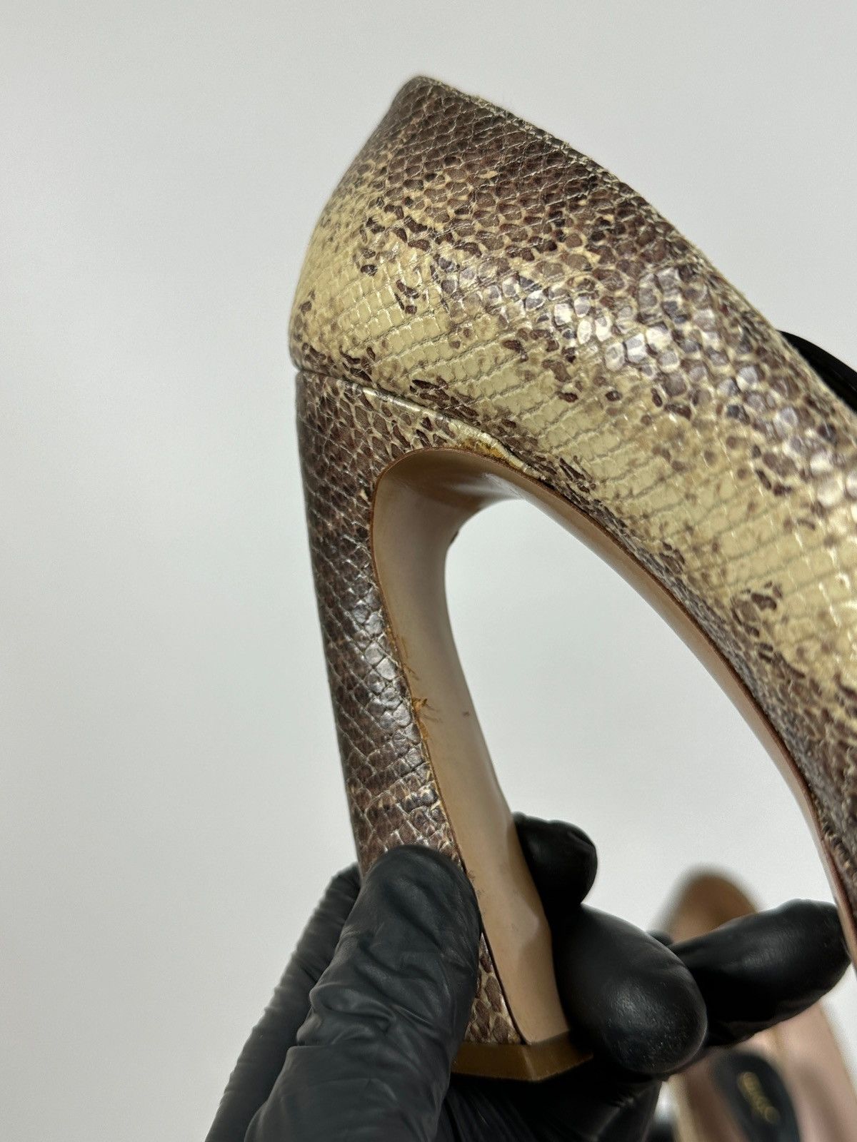 Miu Miu Miu Miu Snake Leather Platform Pumps Heel Size US 7 / IT 37 - 24 Thumbnail