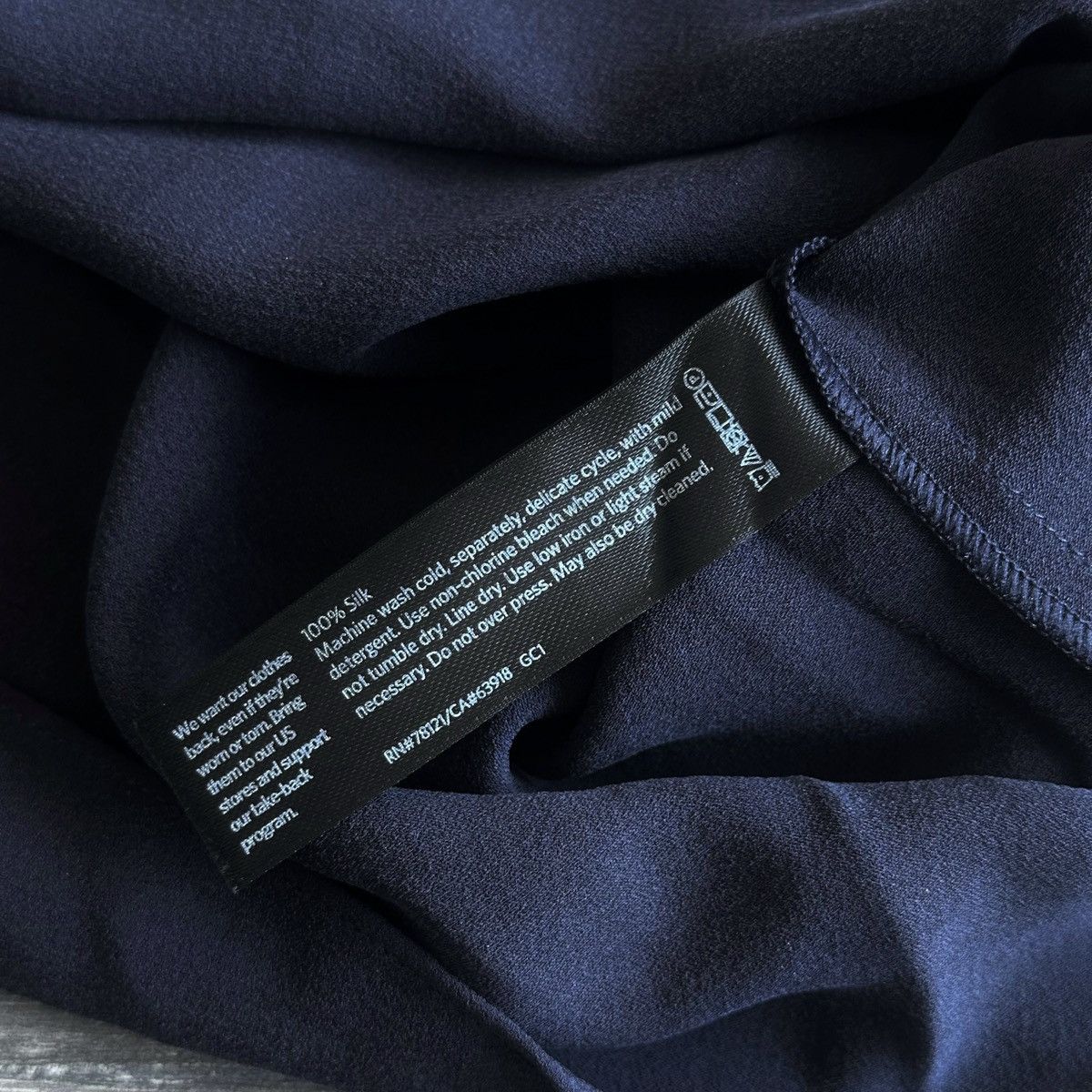 Eileen Fisher Eileen Fisher Silk Georgette Navy Blue Asymmetric Dress Size S / US 4 / IT 40 - 6 Thumbnail