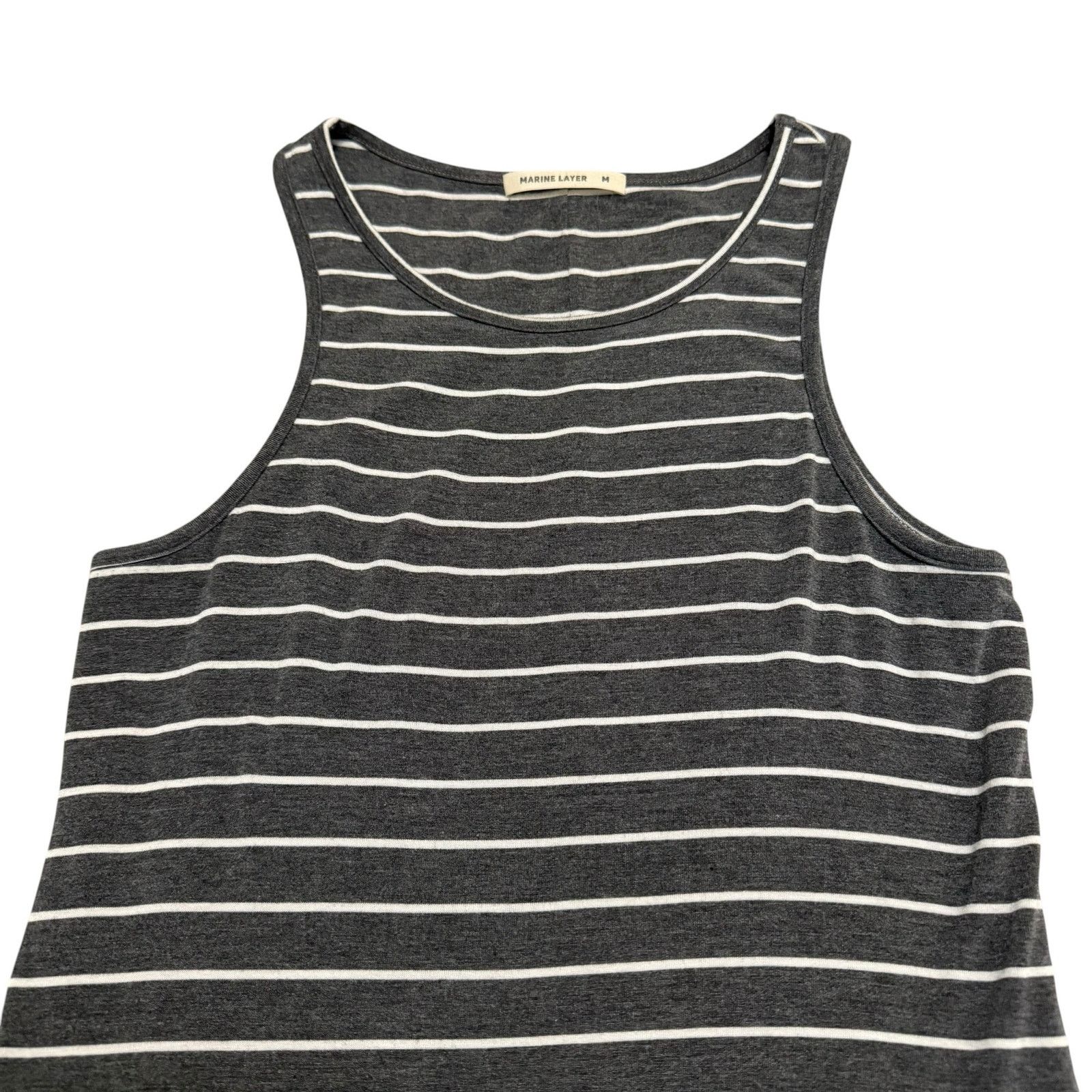 Marine Layer Marine Layer Sleeveless Dress Bodycon Midi Gray White Medium Size M / US 6-8 / IT 42-44 - 3 Thumbnail