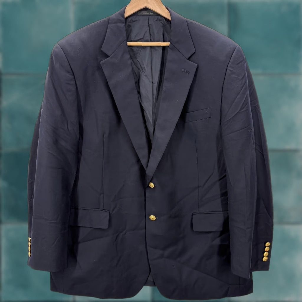 Ralph Lauren VINTAGE Lauren Ralph Lauren Blazer Mens 46R Navy Wool Gold Button Sport Coat Nautical Size 46R - 1 Thumbnail