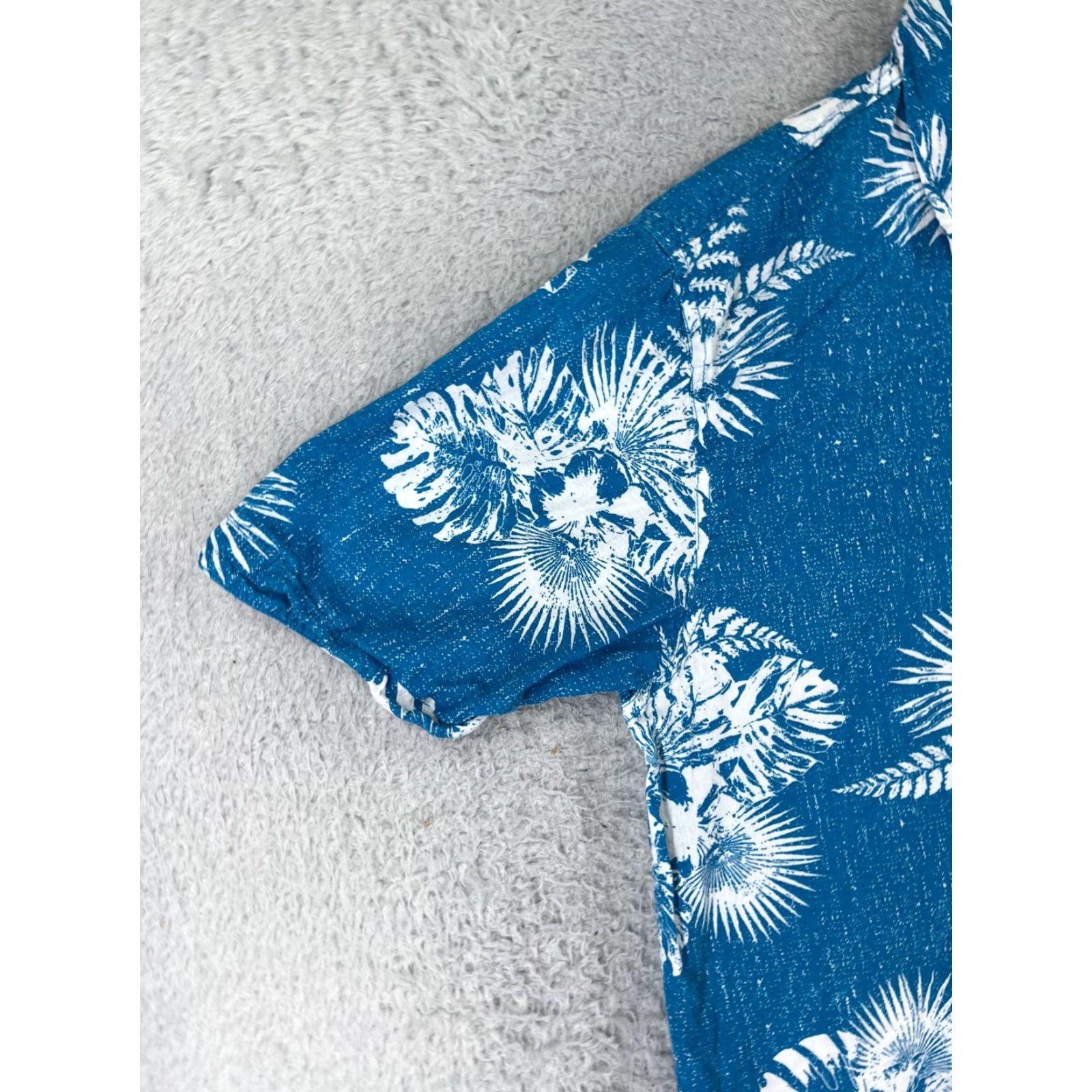 Vintage Modern Culture Shirt Mens XL Blue Floral Palm Print Hawaiian Cotton Size US XL / EU 56 / 4 - 6 Thumbnail