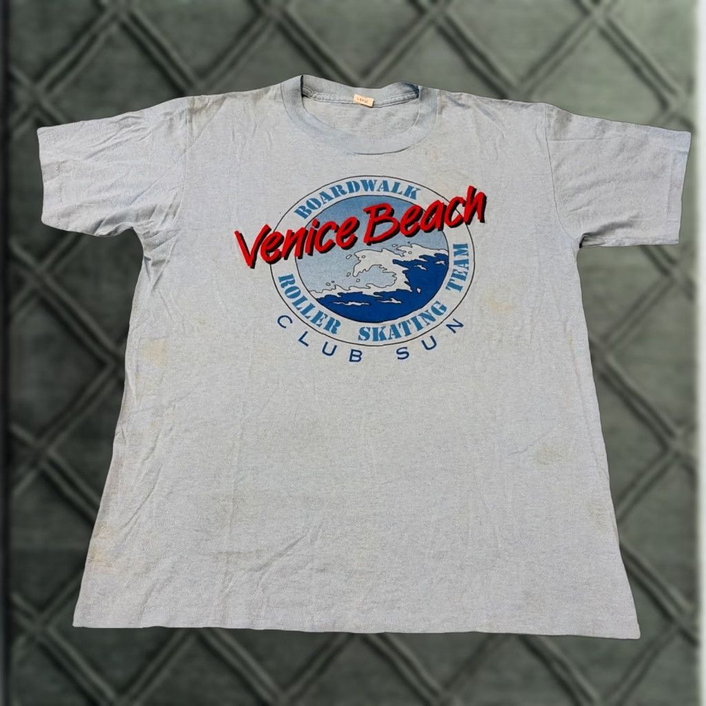 Vintage VINTAGE Venice Beach Boardwalk California Tourist T-Shirt Blue Large 80s Unbranded Unisex Adults L Mens Size US L / EU 52-54 / 3 - 1 Thumbnail