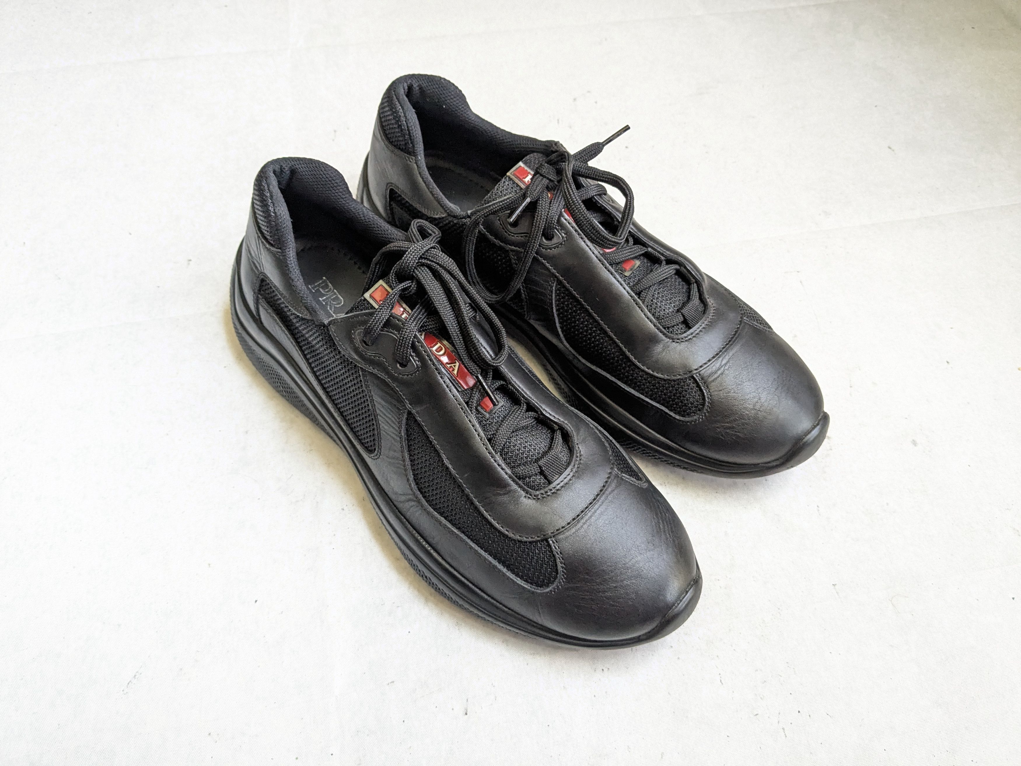 Prada Prada America's Cup Sneakers Black 9 Low Tops Leather Red Size US 9 / EU 42 - 4 Thumbnail