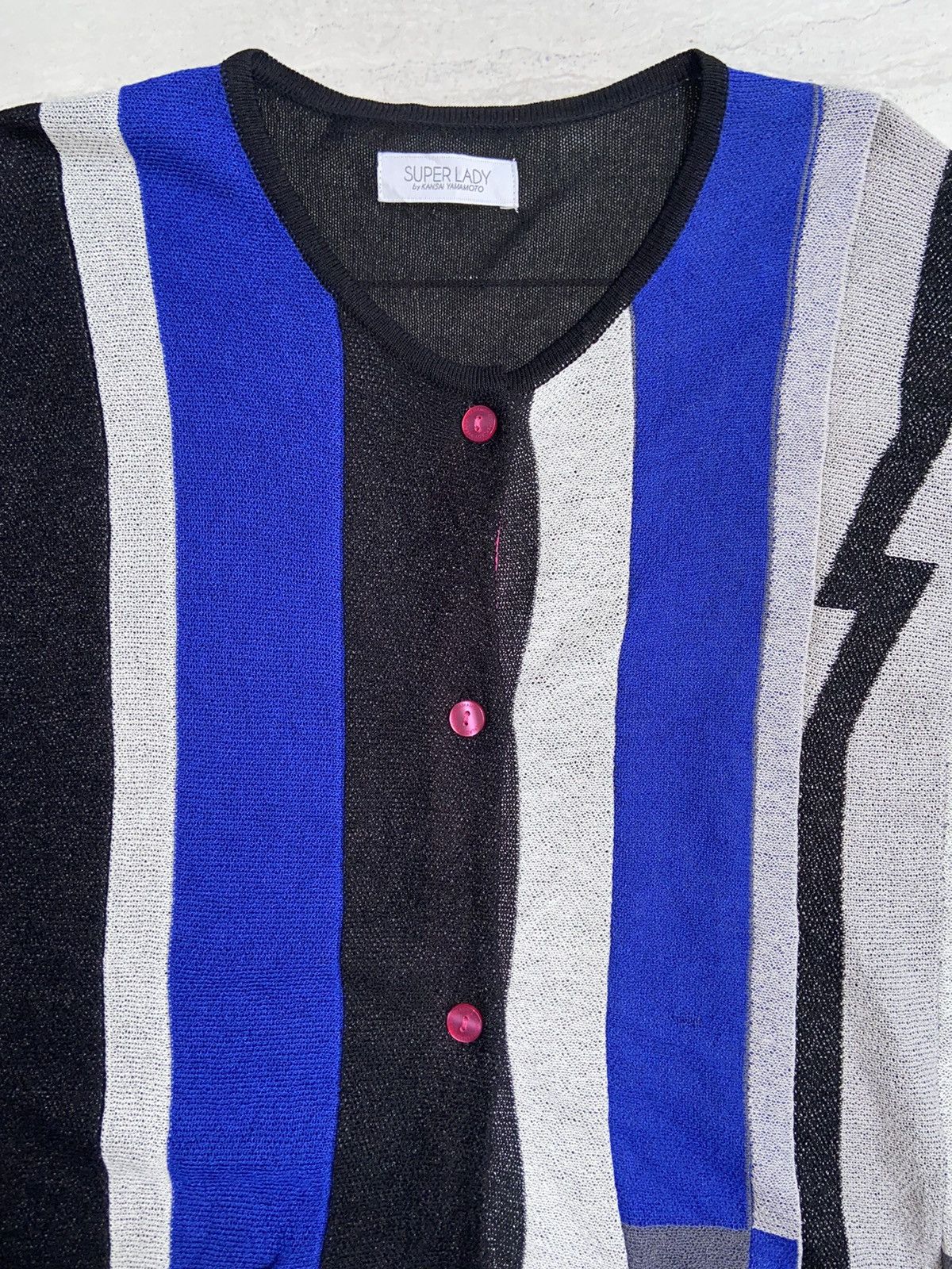 Designer × Japanese Brand × Kansai Yamamoto KANSAI YAMAMOTO Striped Cardigan Size L / US 10 / IT 46 - 3 Thumbnail