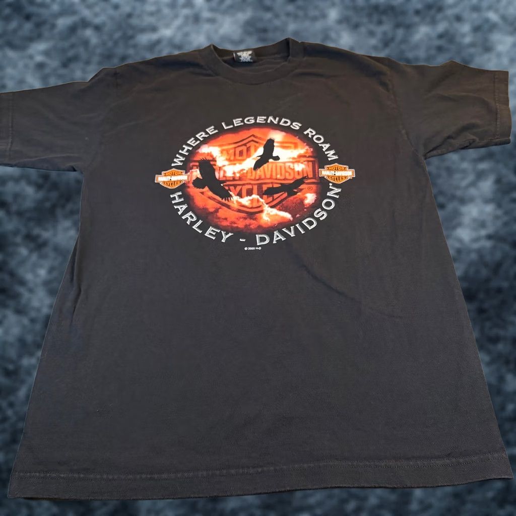 Harley Davidson VINTAGE Harley-Davidson T Shirt Men Large Black Eagles Las Vegas Graphic Tee 2000s USA, Quotes, Music, Horse Mens Size US L / EU 52-54 / 3 - 1 Thumbnail