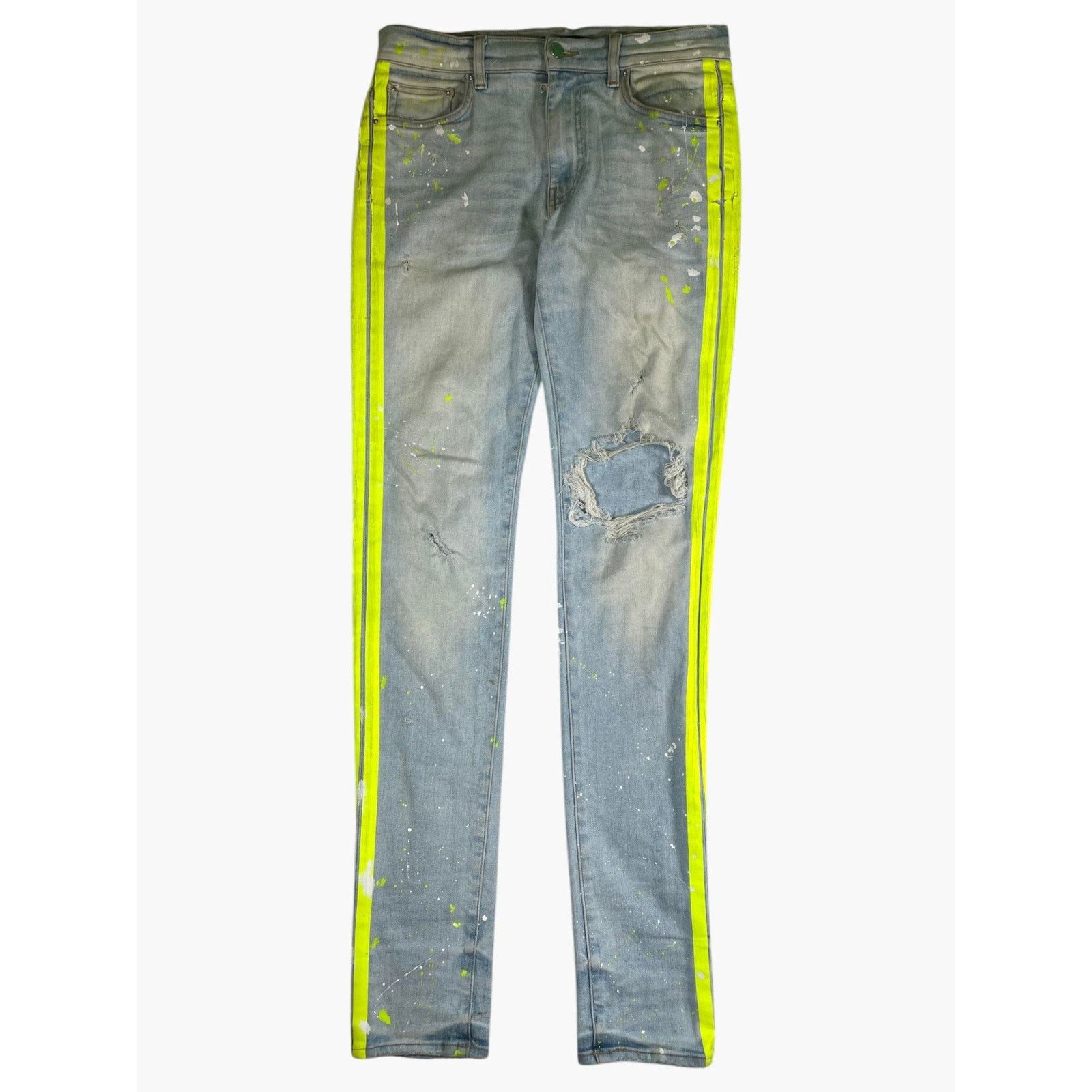 Amiri Splatter Stripe Light Wash & Neon Jeans
