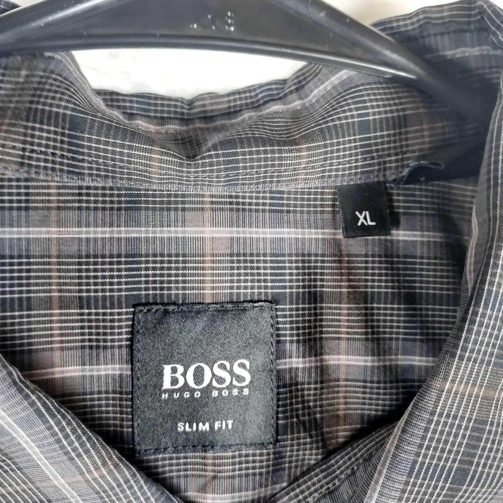 Hugo Boss HUGO BOSS Dress Shirt Plaid Gray XL Slim Fit Men's Long Sleeve Button Collared Barrel Cuff Casual Business Size 46R - 4 Thumbnail