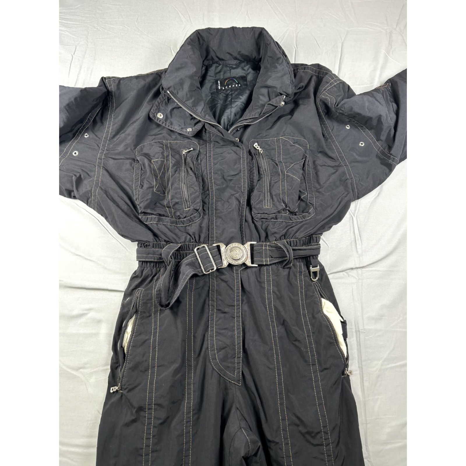 Bogner Bogner Ski One-Piece Jumpsuit Womens Size 10 Large Belted Black Vintage USA 31 in Inseam Size 32" / US 10 / IT 46 - 7 Thumbnail