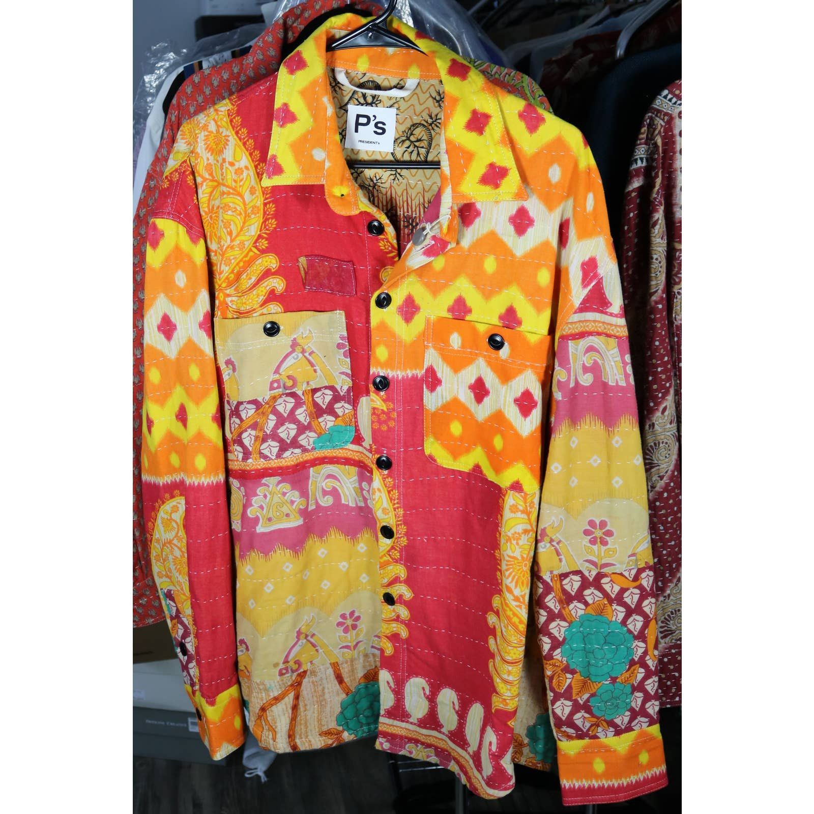 image of Presidents President's Tuscany One Of A Kind Hand Stitched Samui Shirt in Yellow (Size Medium)