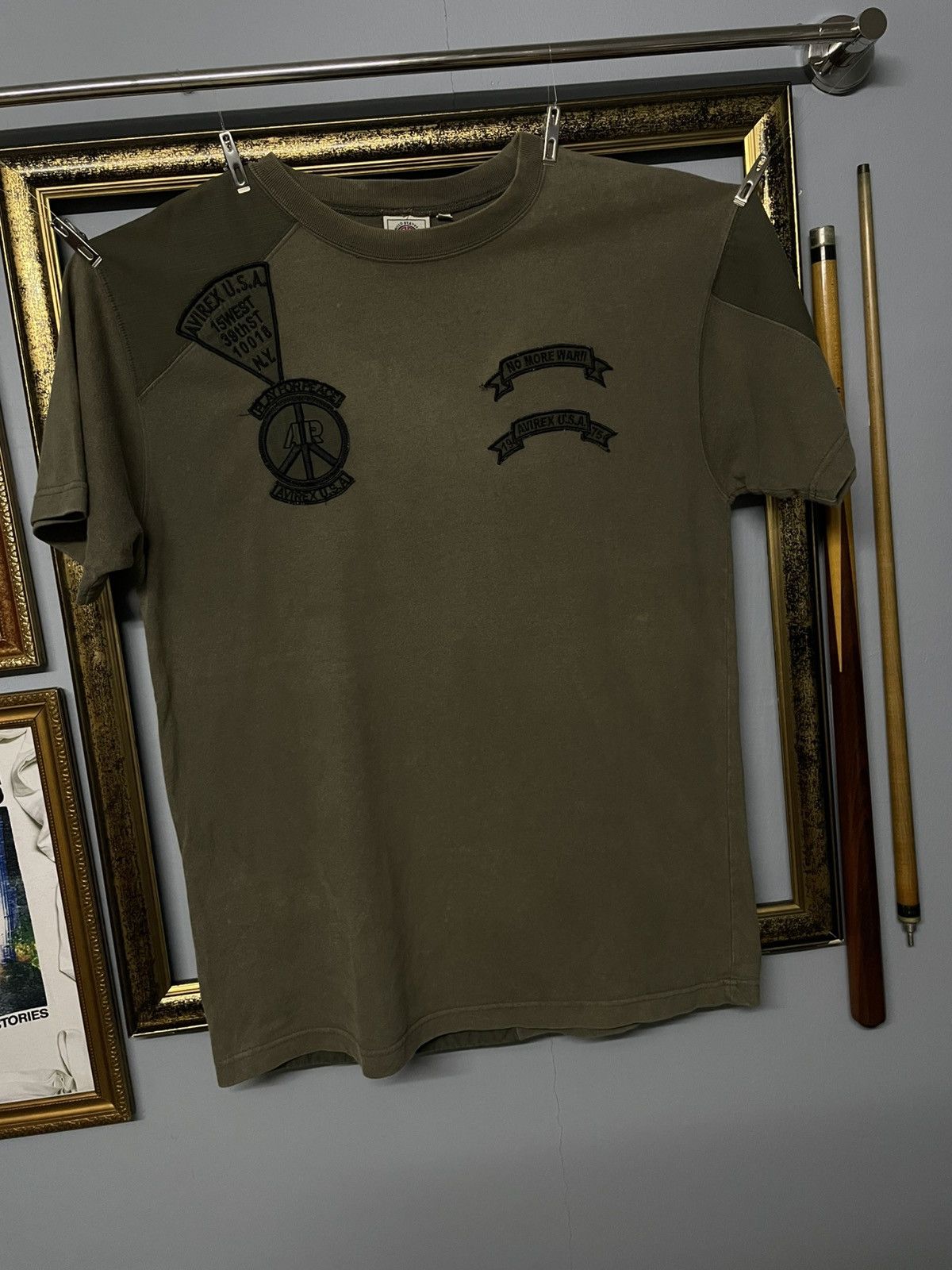 Avirex × Designer × Vintage Vintage 1990s Designer Avirex No More War Army Green Tshirt Size US M / EU 48-50 / 2 - 2 Thumbnail