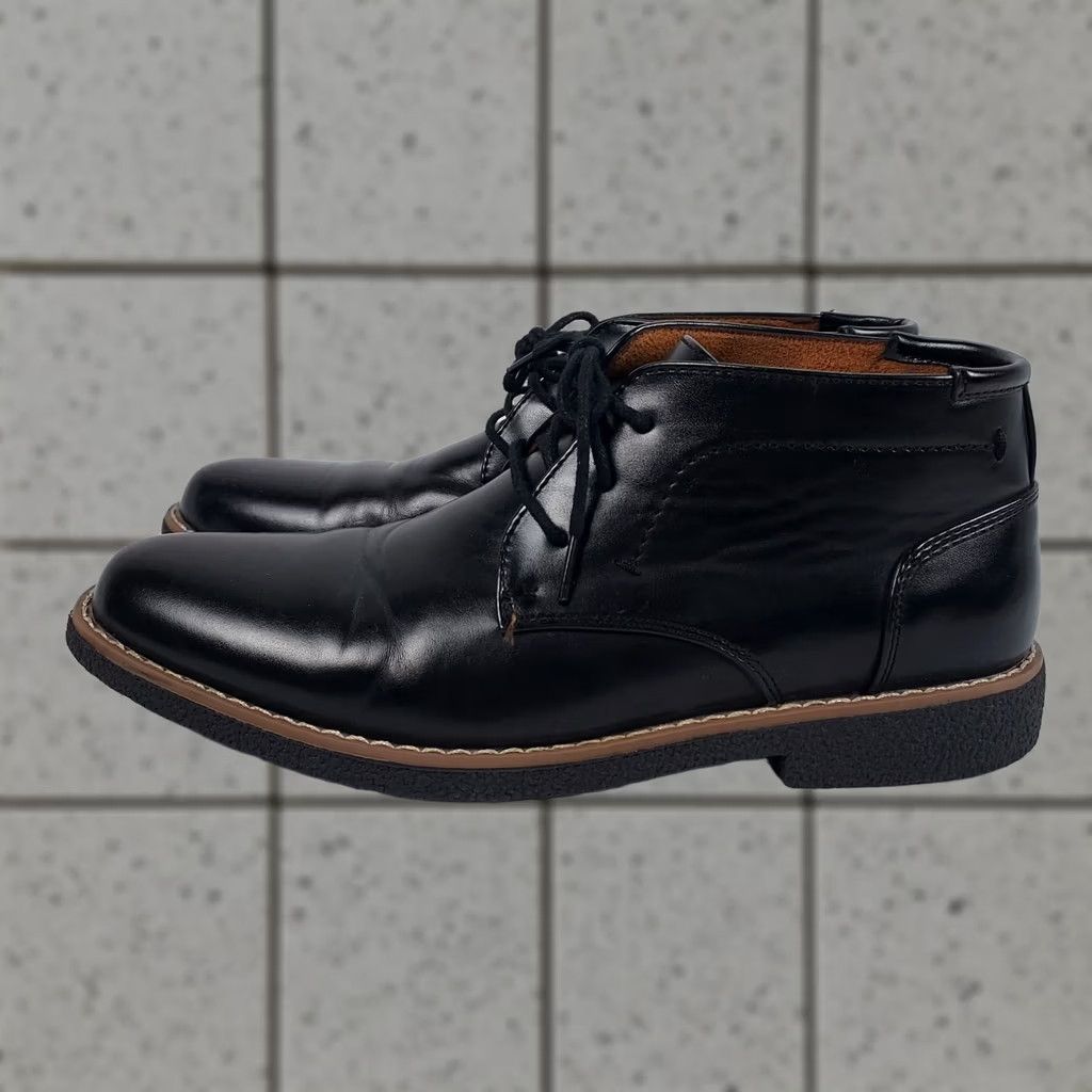 Vintage Deer Stags Zeus Chukka Boots Mens 7 Black Leather Lace Up Casual Shoes Boot Straight Toe M Ankle Vintage No Size US 7 / EU 40 - 1 Thumbnail