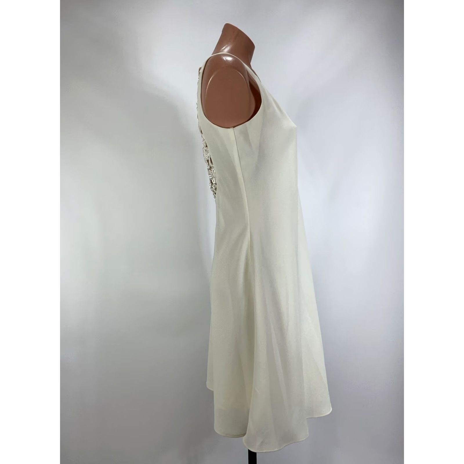 Laundry by Shelli Segal VINTAGE Laundry by Shelli Segal 90s Ivory Floral Lace Embroidered Skater Dress 8 Size M / US 6-8 / IT 42-44 - 4 Thumbnail