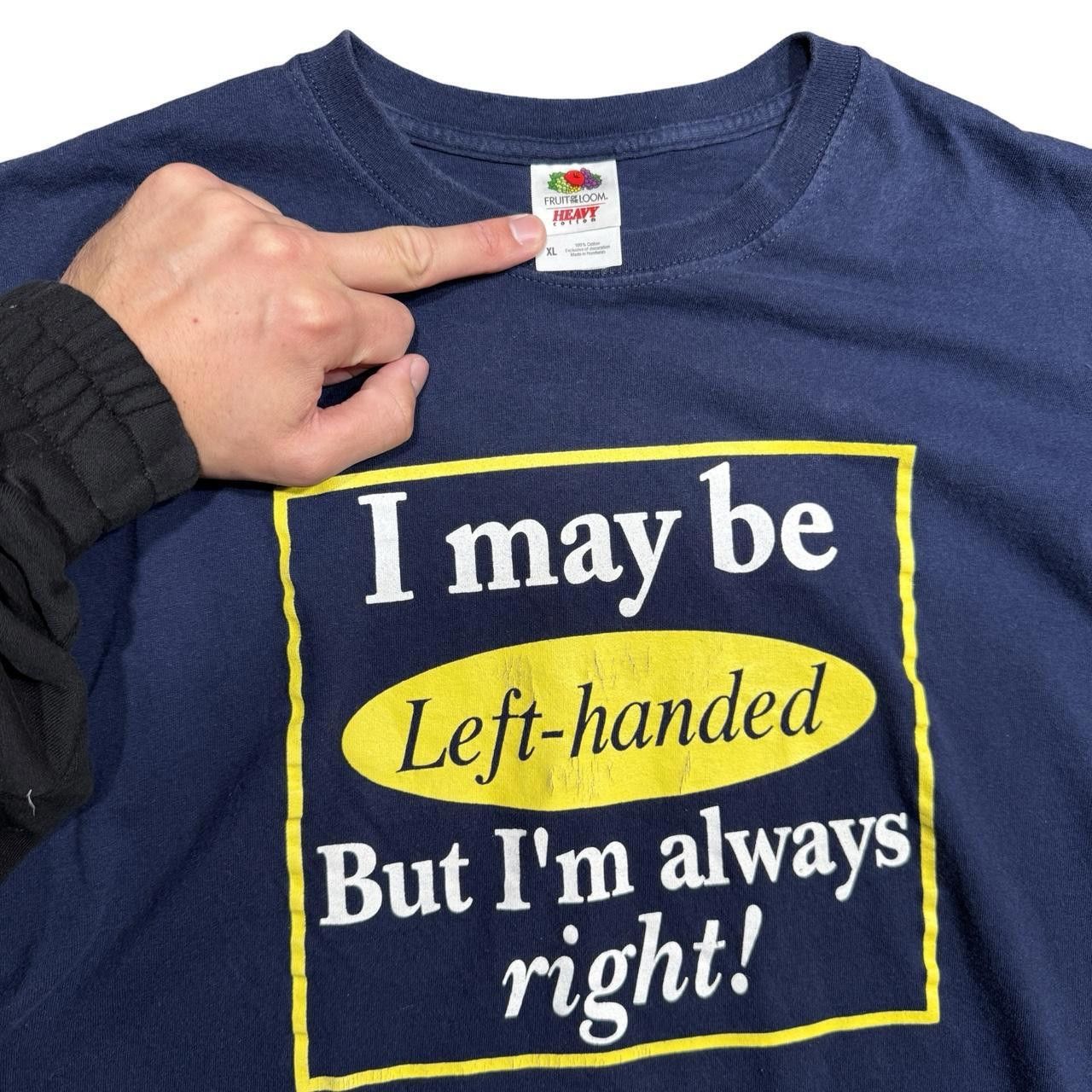 Designer Vintage Left-Handed Y2K slogan graphic t-shirt Size US XL / EU 56 / 4 - 2 Thumbnail