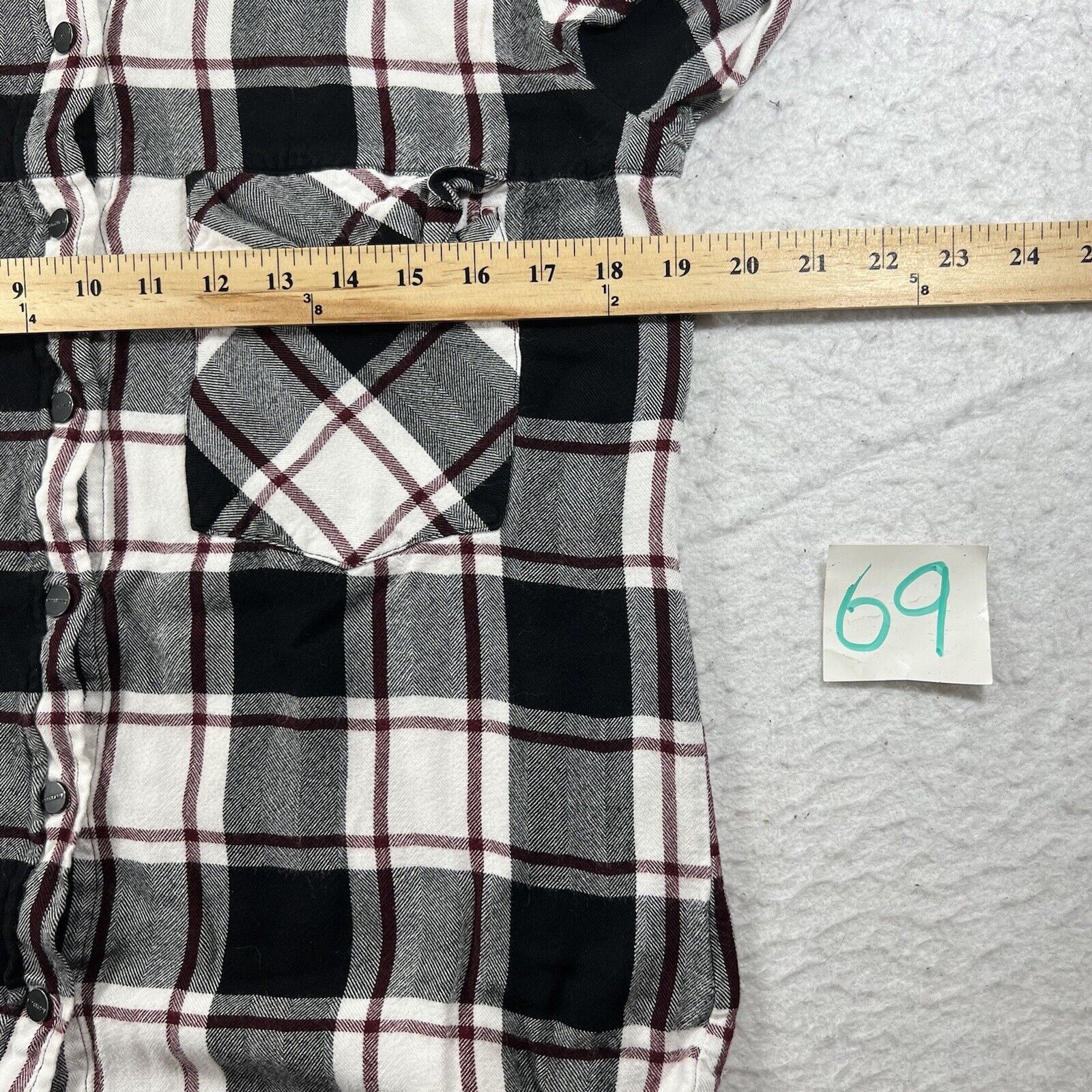 Other Sanctuary Boyfriend Style Snap Red Black Plaid Flannel Shirt Size S / US 4 / IT 40 - 6 Thumbnail